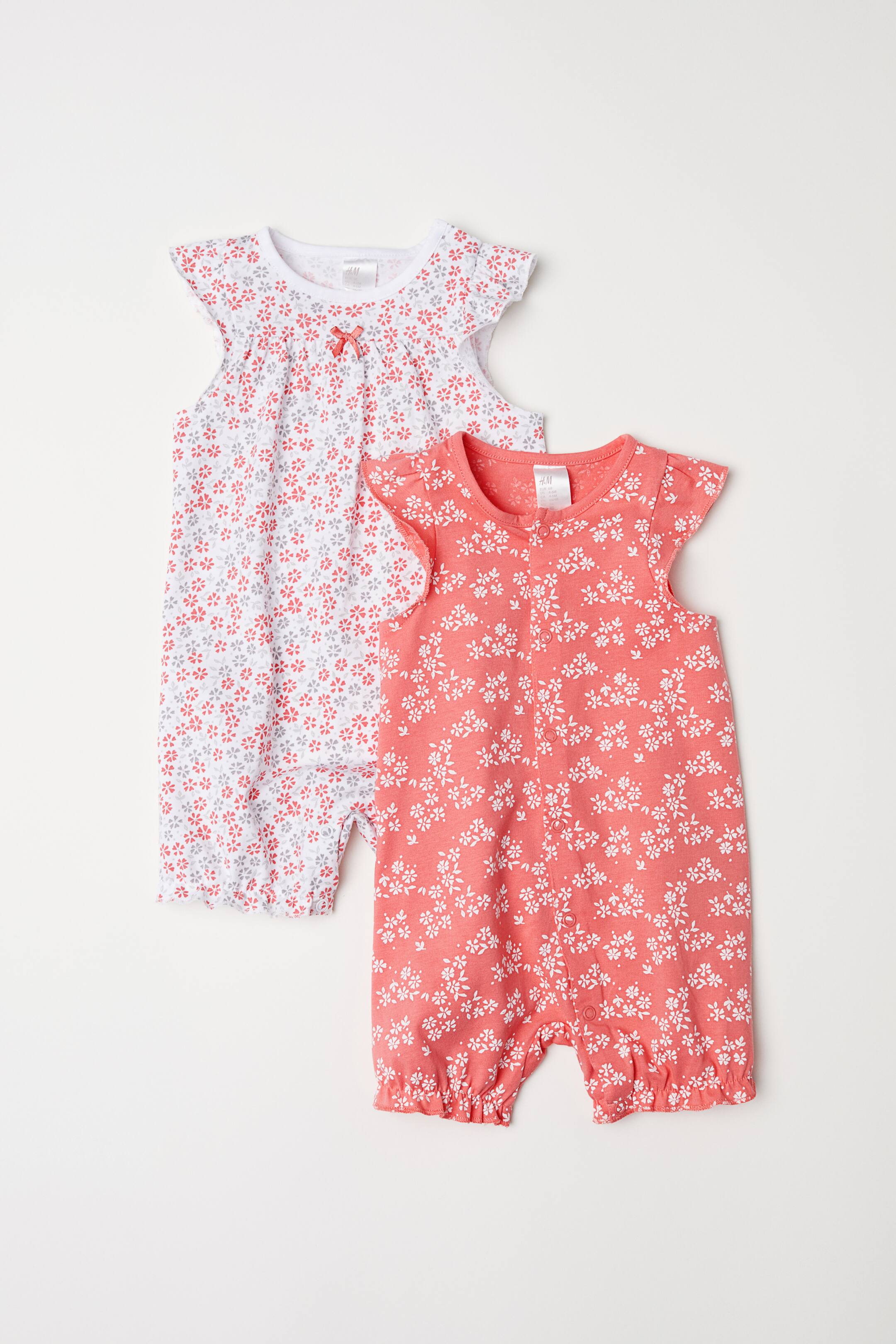 View larger image: 2-pack Jumpsuits - Coral/floral - Kids | H&M CA 1