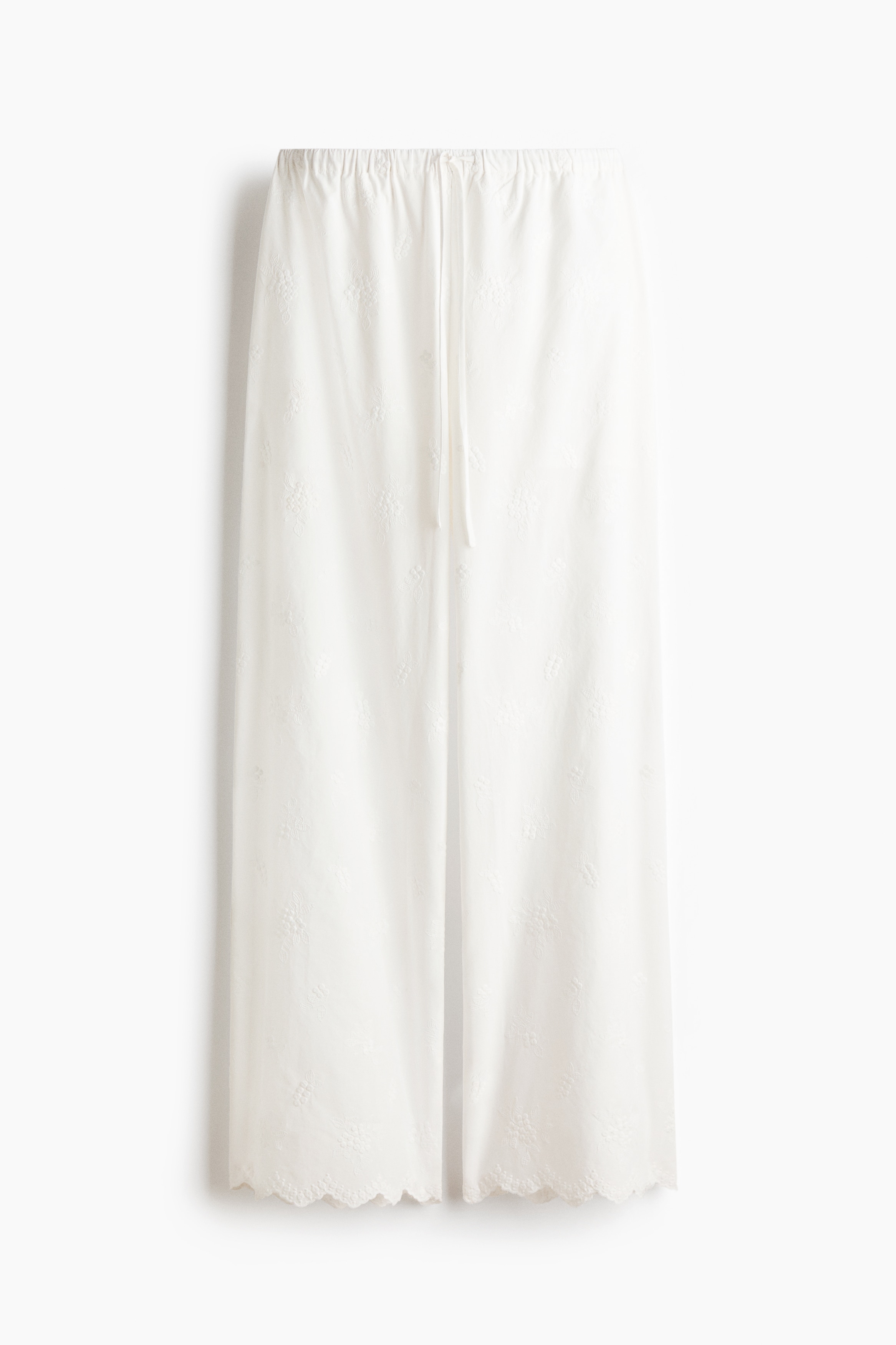 Embroidered Drawstring Pants - Ivory