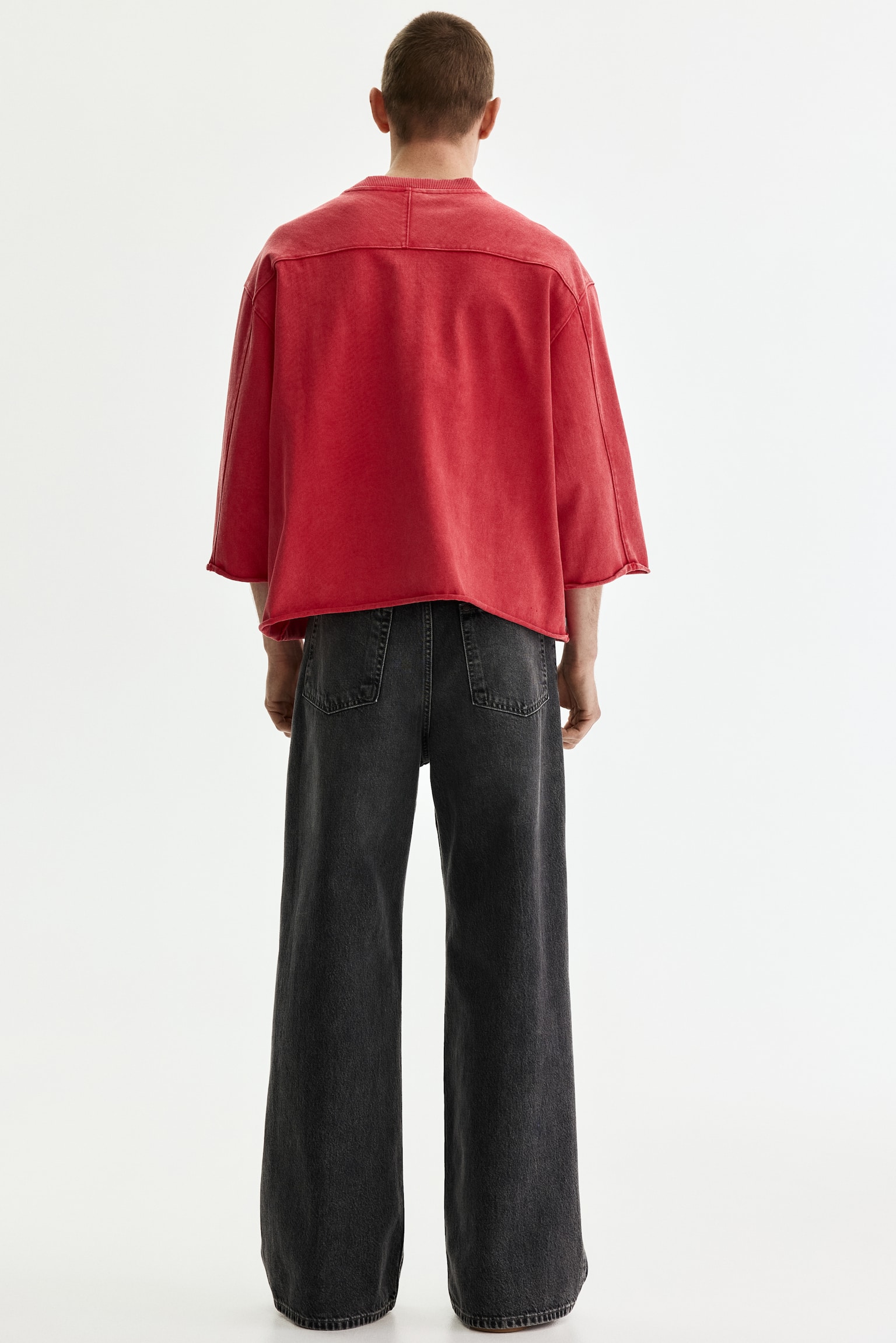 Oversized Fit Boxy T-shirt - Light red/Black/White - 4