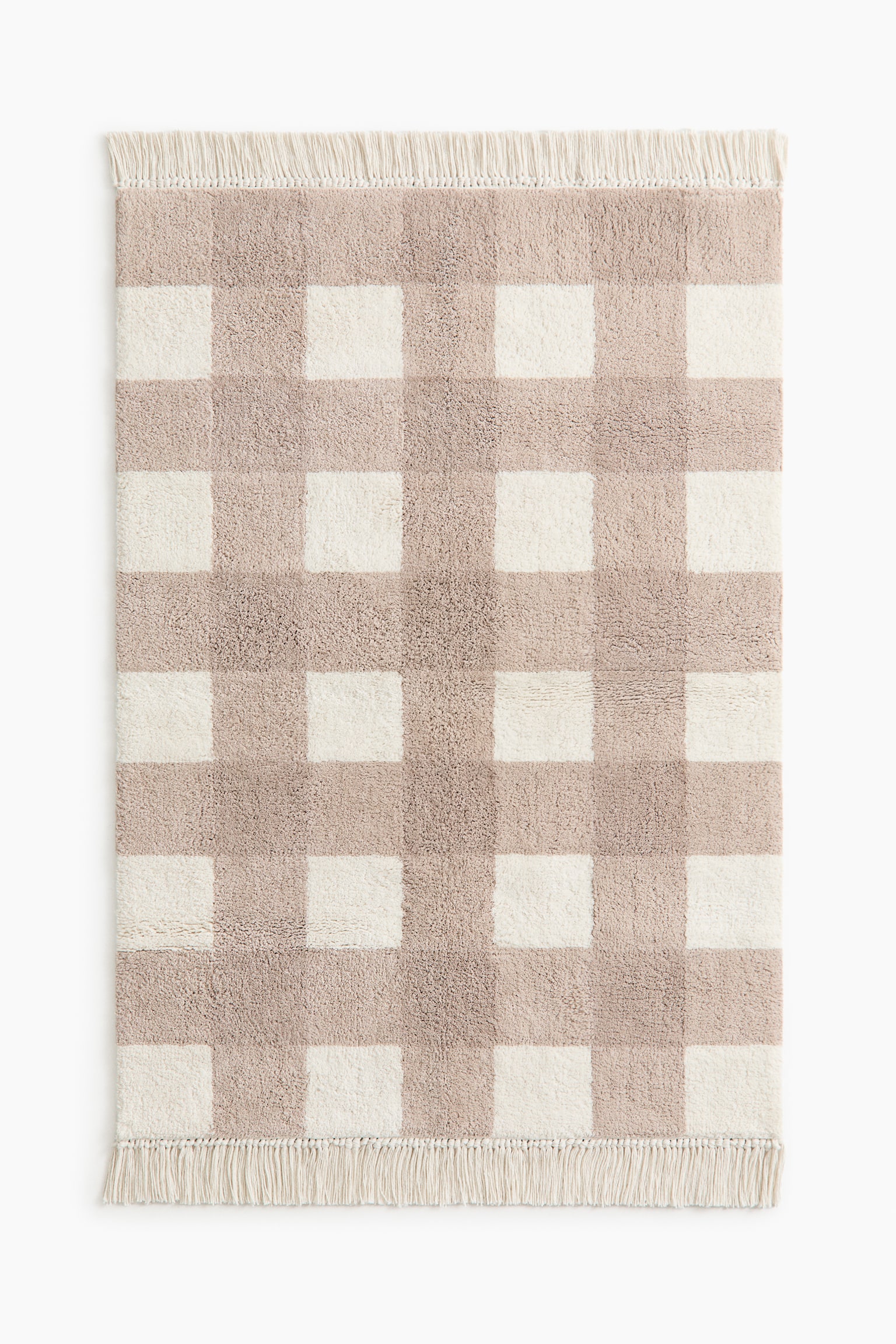Checked cotton rug - Beige/Checked