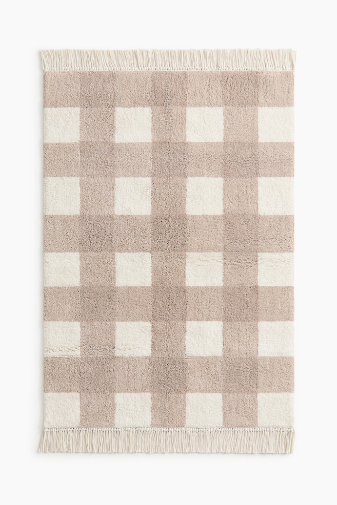 Checked cotton rug - Beige/Checked - 1