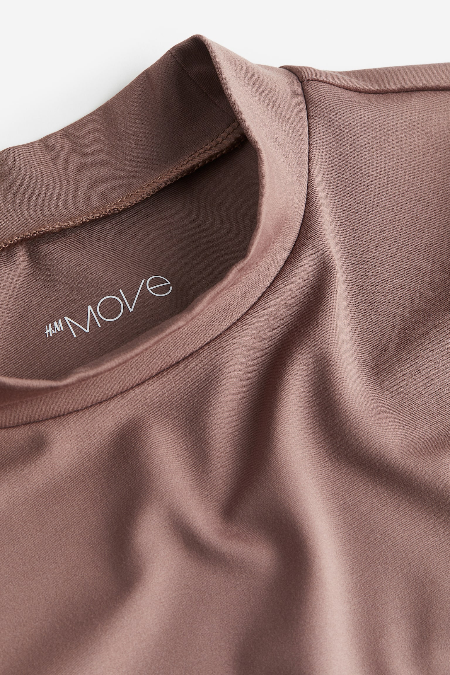 Cropped sports top in SoftMove™ - Dark beige/Light grey marl/Black - 2