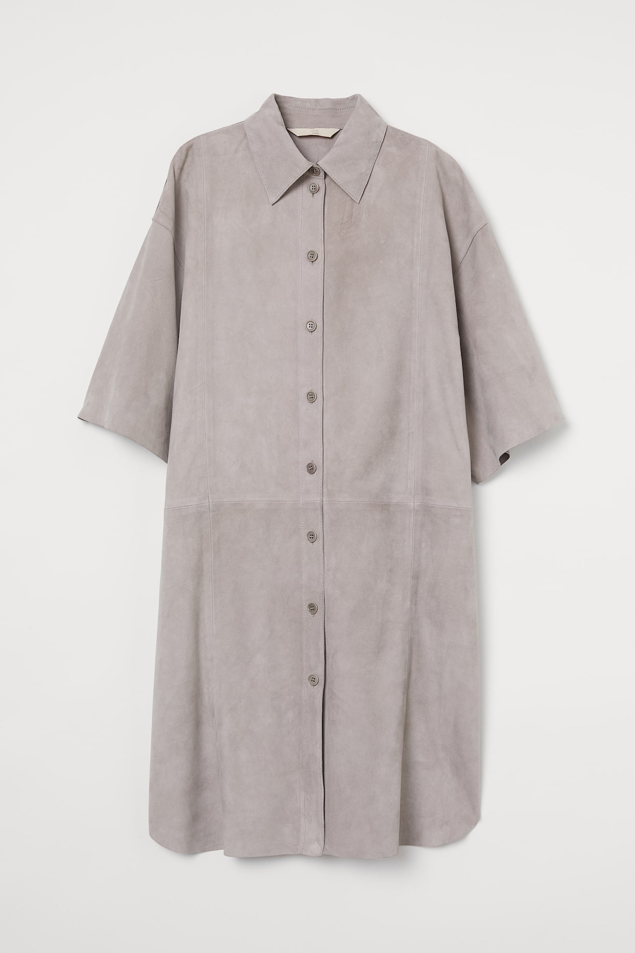 Long Suede Shirt - Short sleeve - Taupe - Ladies | H&M US