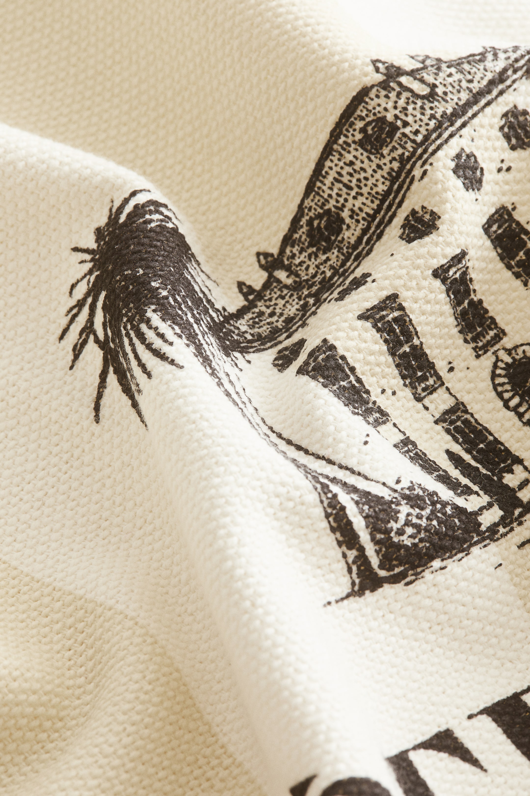 Print-Motif Canvas Cushion Cover