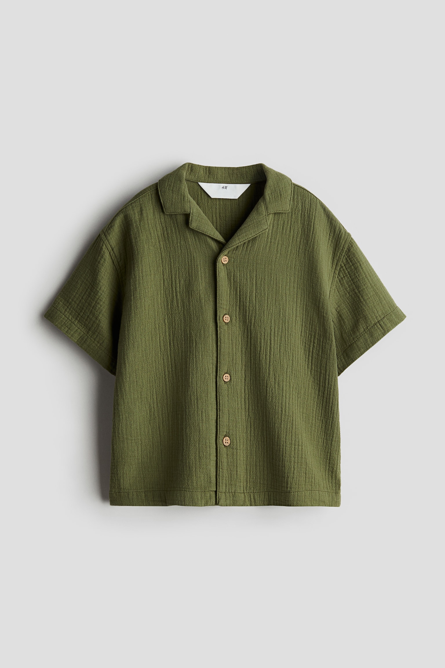 Cotton resort shirt - Khaki green/White/Checked/Beige - 1