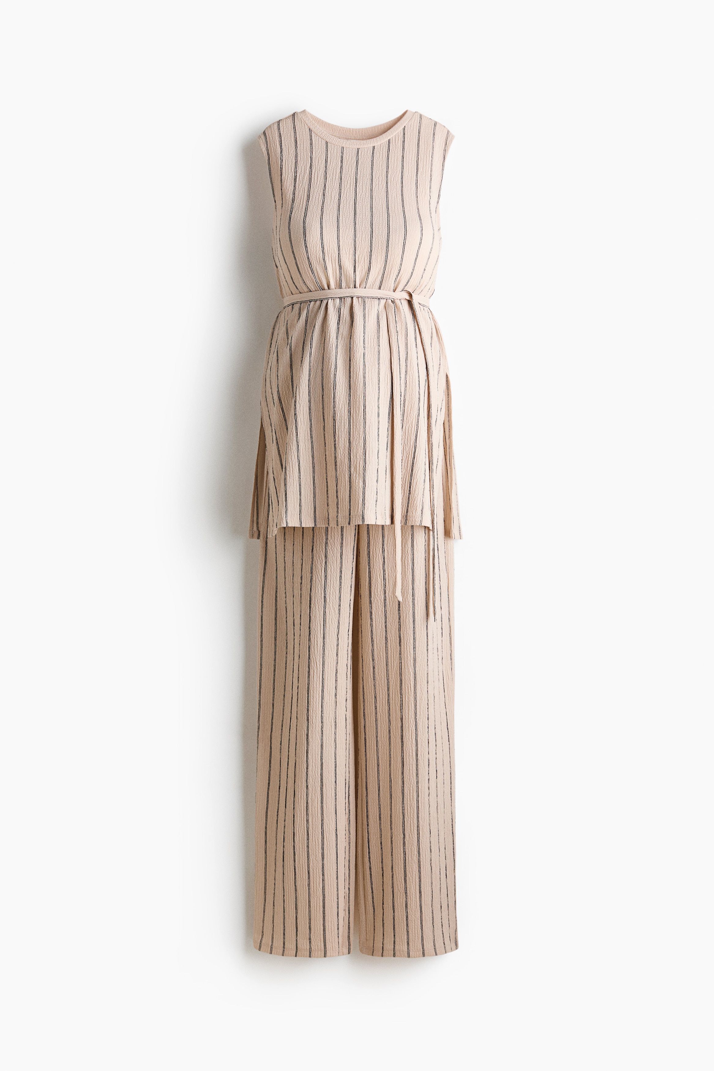 MAMA 2-piece Textured Jersey Set - Beige/striped/Navy blue