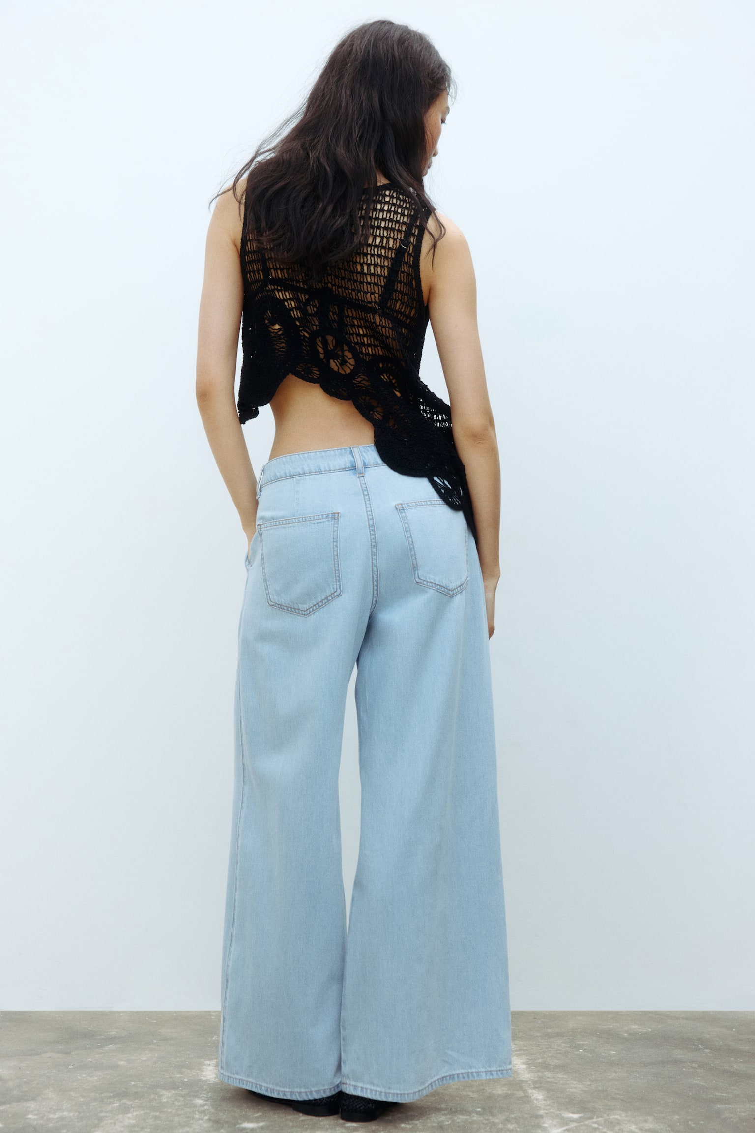 Pantaloni largi din twill - Albastru-denim pal/Roz-deschis/Crem - 5