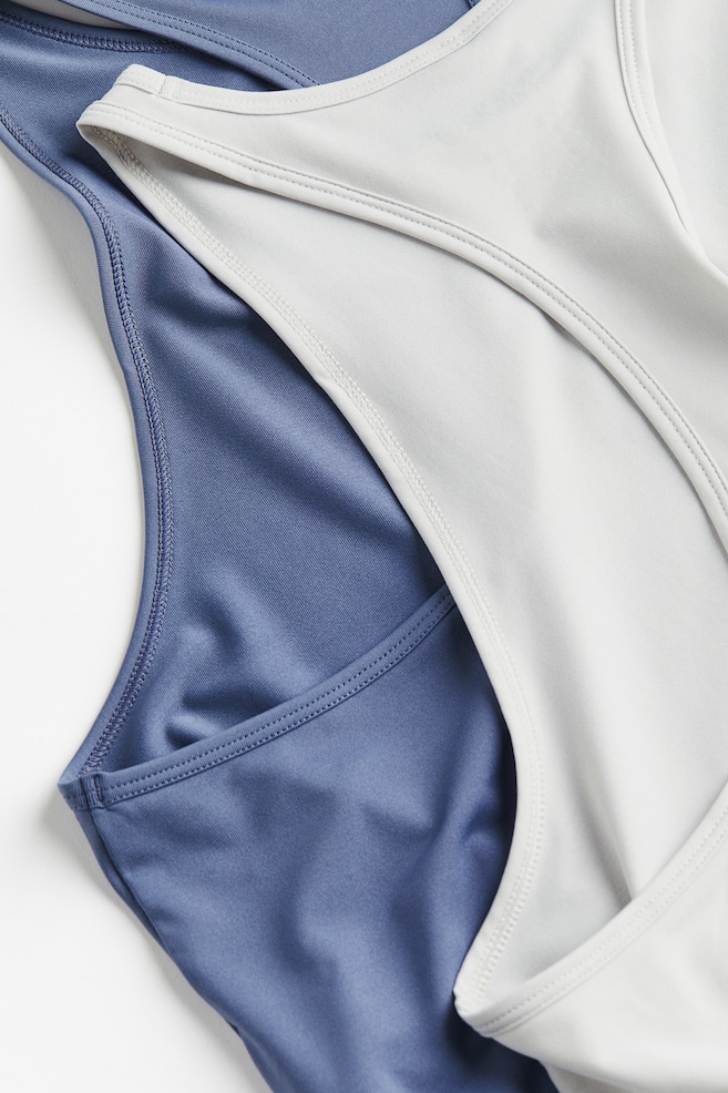 2-pack DryMove™ cropped sports vest tops - Light grey/Pigeon blue/Black/White - 7