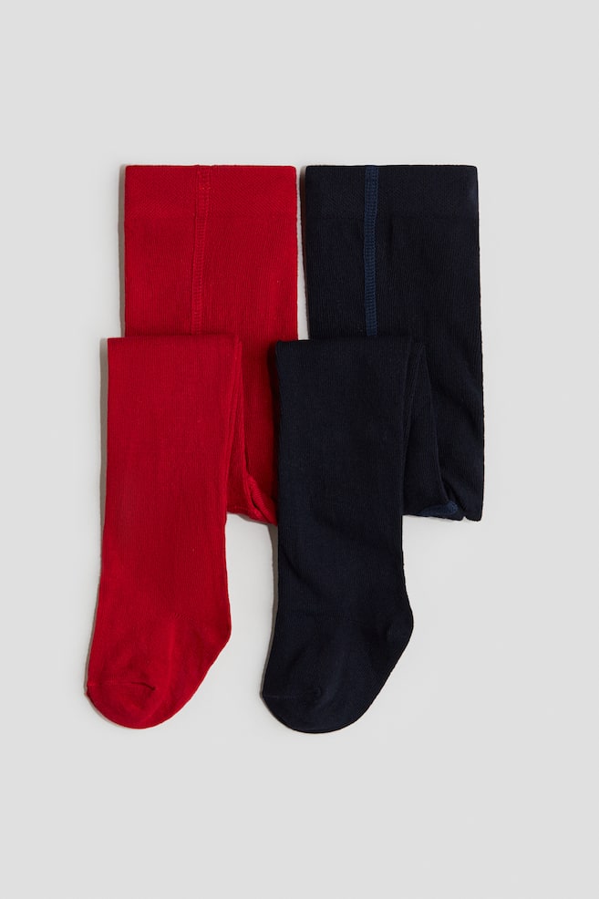 2-pack strømpebukser - Rød/Marineblå/Beigemelert/Hvit/Lys rosa/Hvit/Beige/Lys beige/Sort/Lys grå/Mørk rød/Lys beige - 1