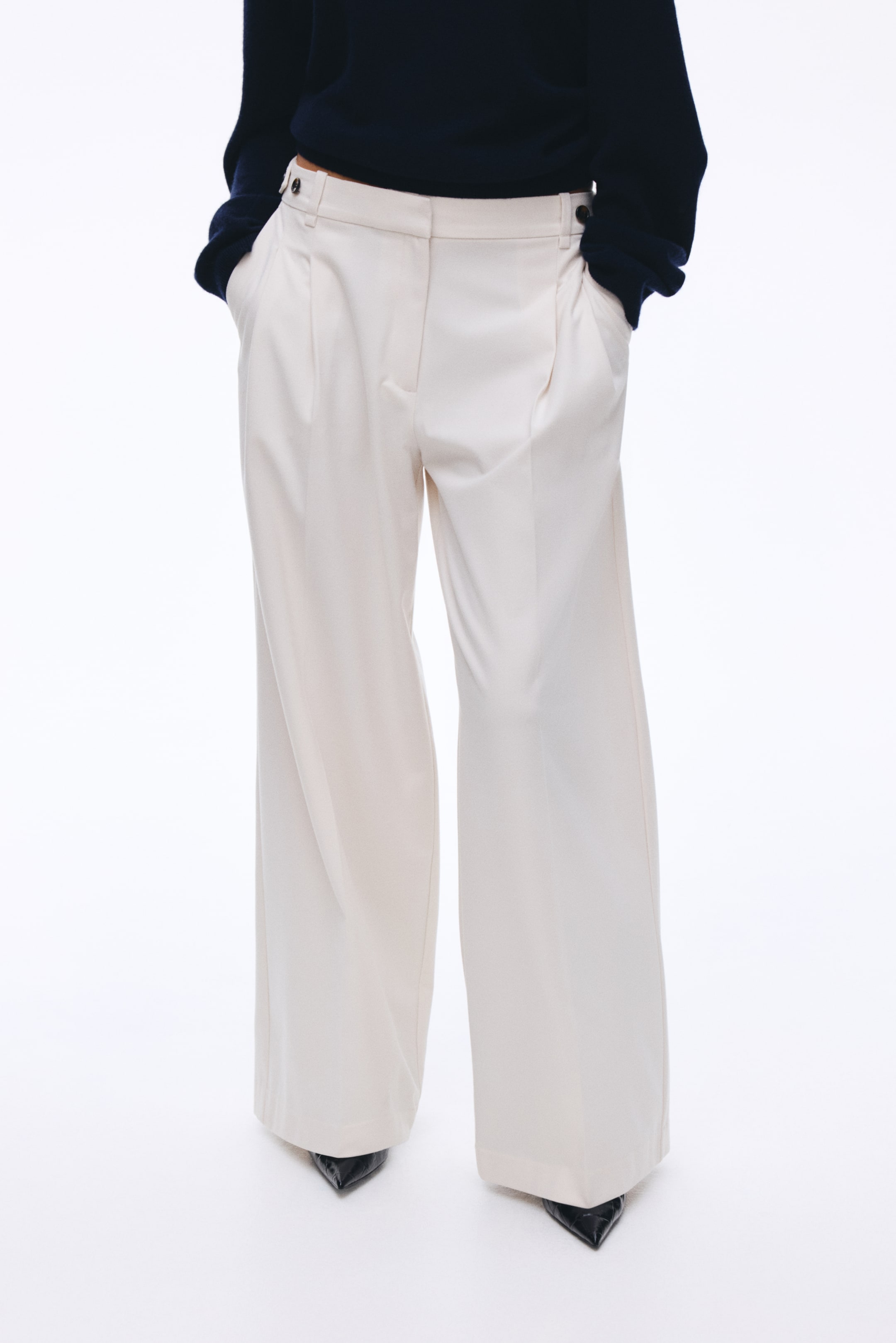 View larger image: Wide tailored trousers - White - Ladies | H&M US 3