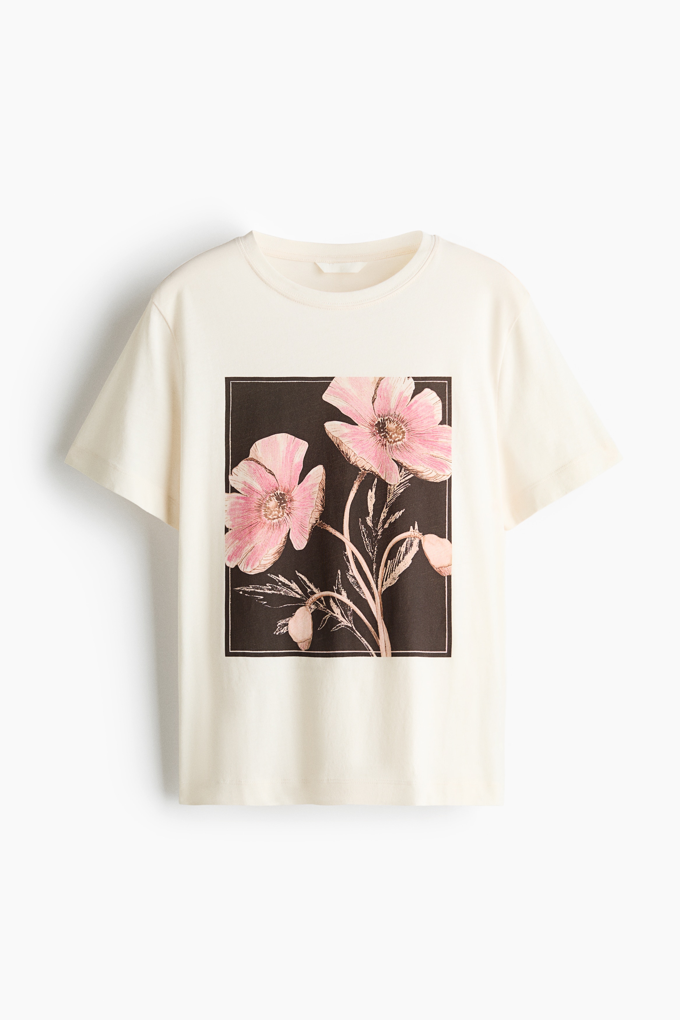 Print-motif cotton T-shirt - White/Flowers/Burgundy/Jardin Poésie/Bright red/Atelier Rêverie/Beige/Flowers