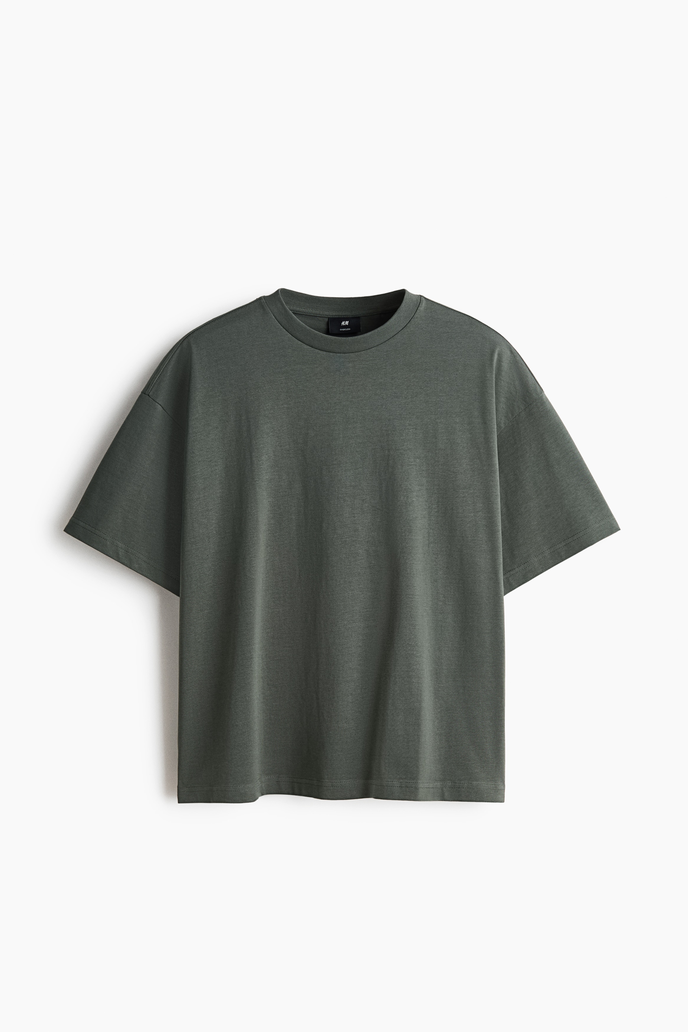 Oversized Cotton T-Shirt - Dark khaki green/Black/White/Blue/Light gray/Cream/striped/Brown/Light gray melange/Light purple/Beige