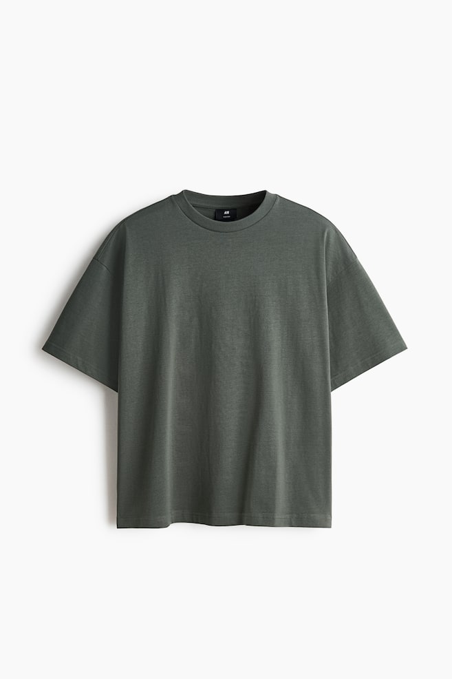 Oversized Fit Cotton T-shirt - Dark khaki green/Beige/Cream/Striped/Black/Brown/Blue/White/Light grey/Light grey marl/Light purple - 1