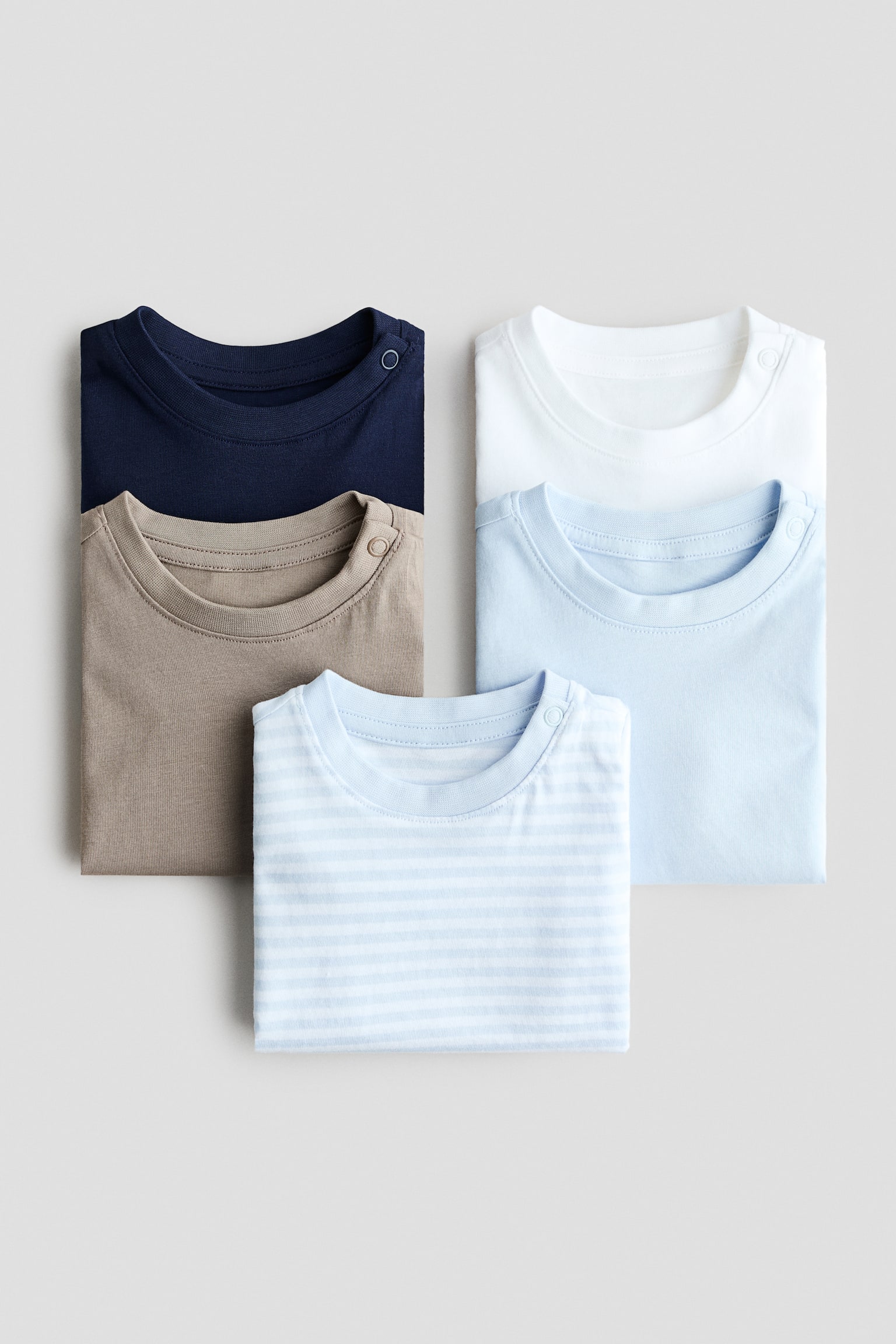 5-pack cotton T-shirts - Light blue/Beige - 2