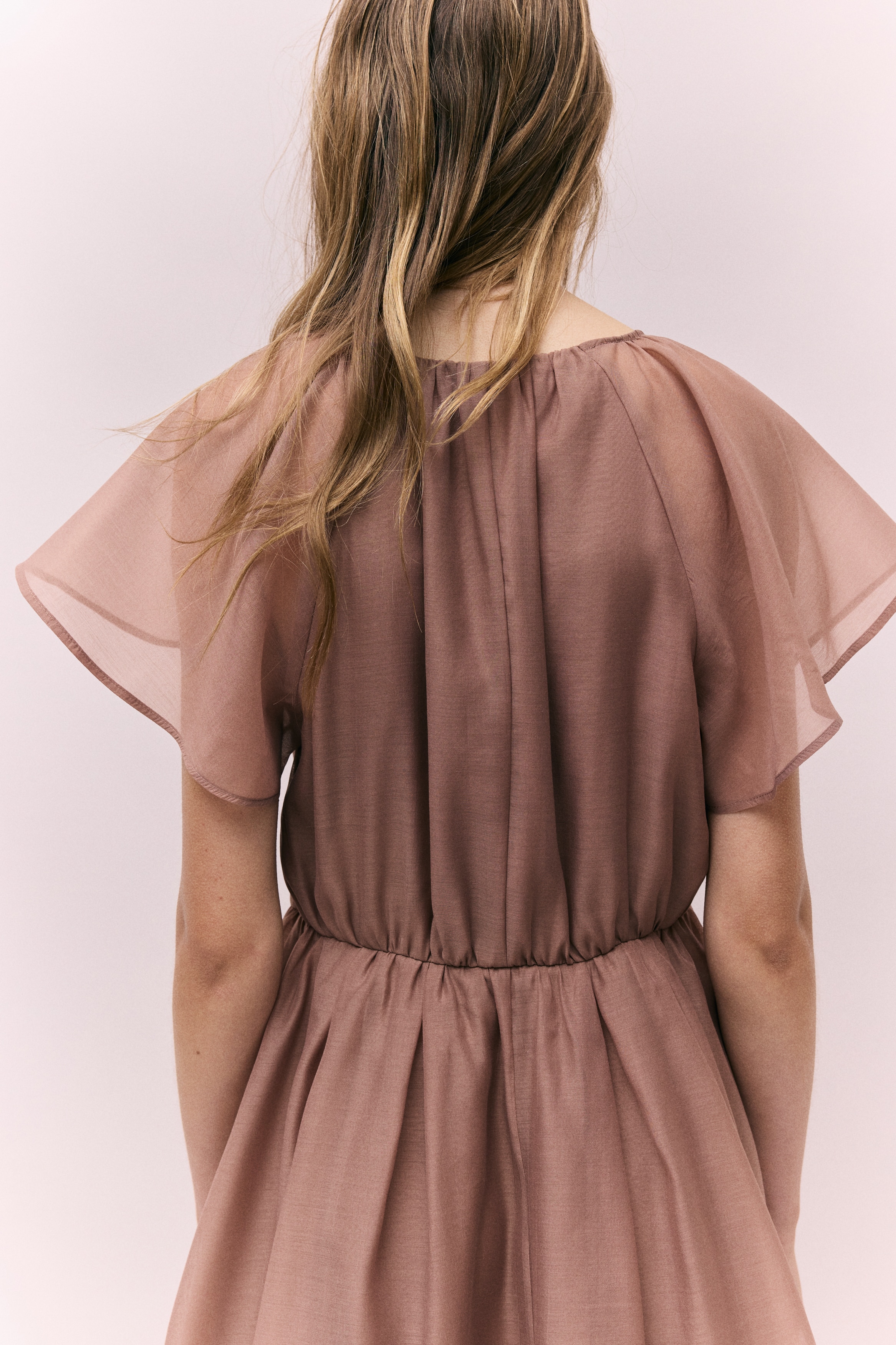 open lace back dress Pajamas - Velvet Pale pink Print flowery jardin hivernal girl