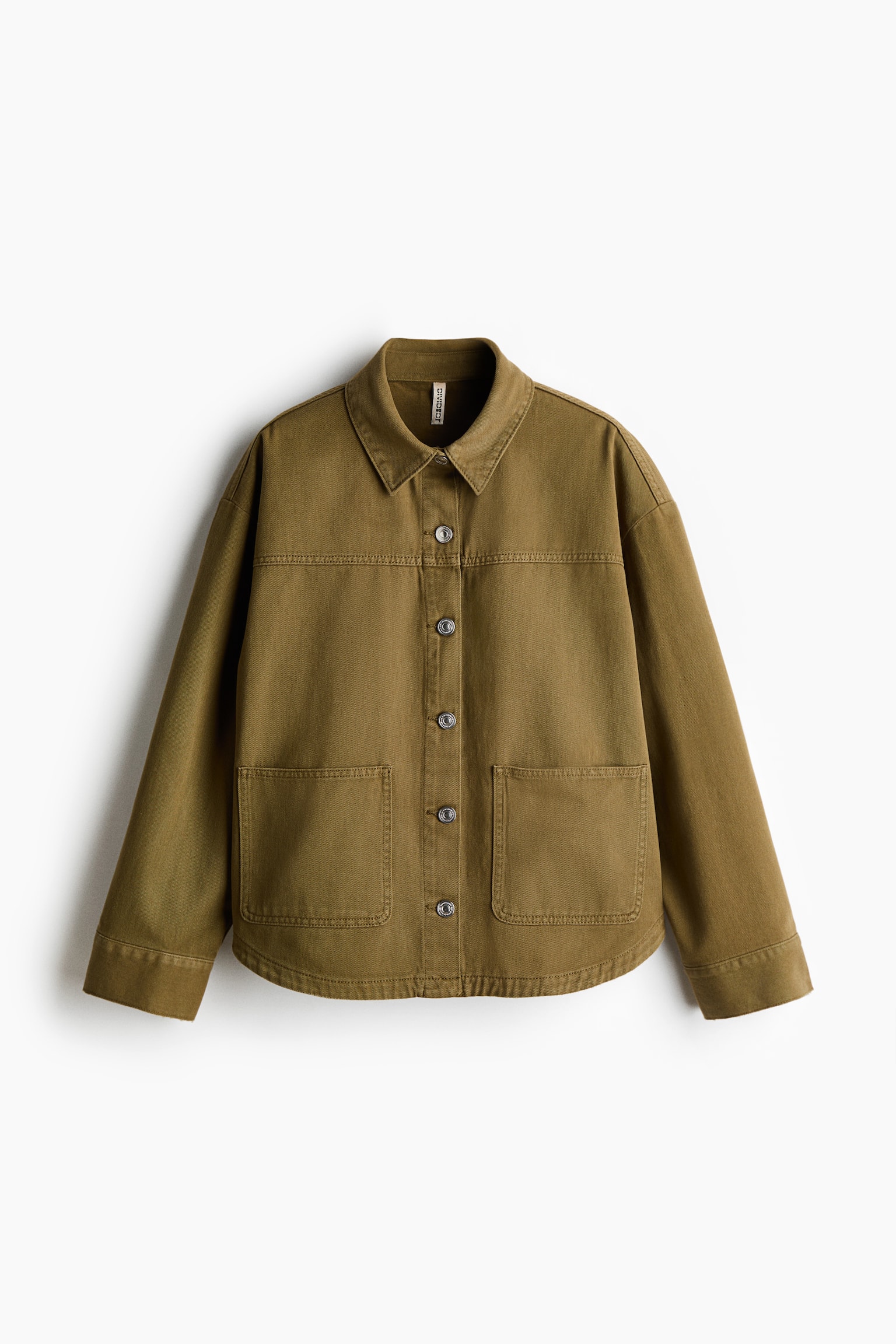 Chaqueta camisera de sarga - Verde caqui oscuro/Azul denim