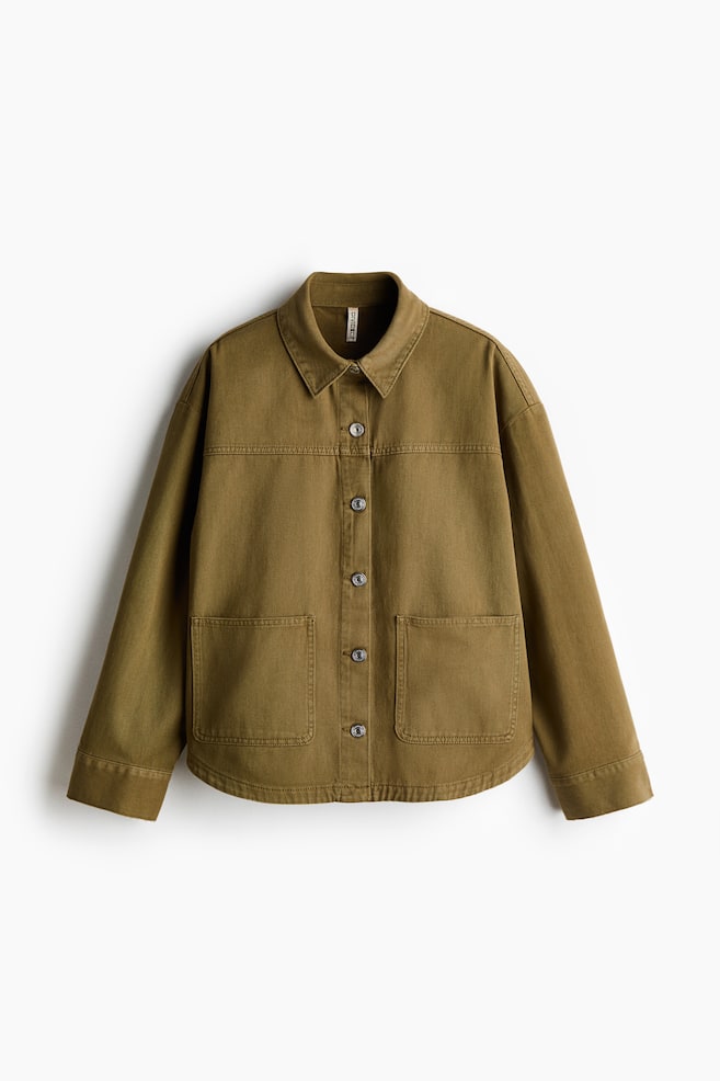 Shacket aus Twill - Dunkles Khakigrün/Denimblau - 1