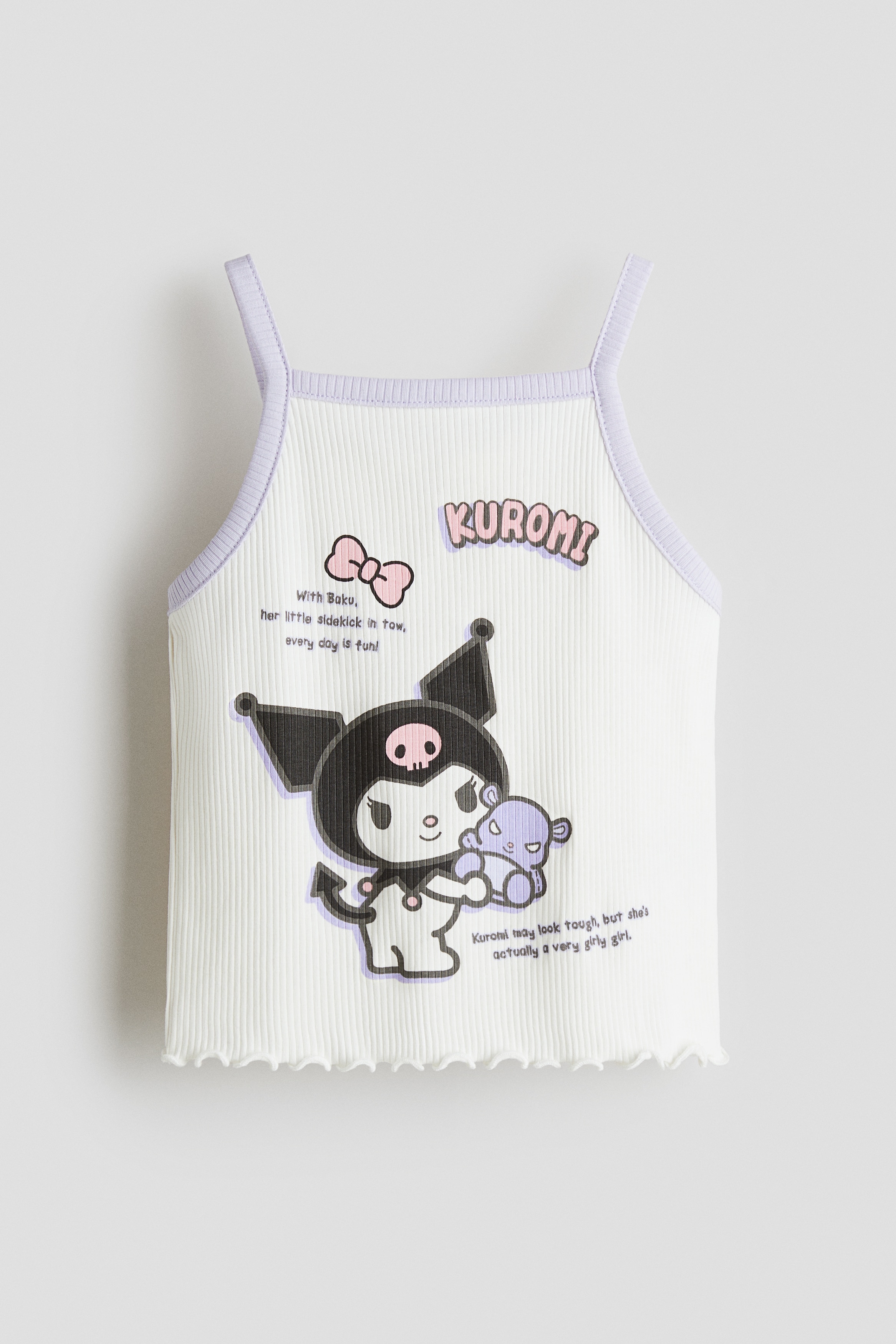 Print-motif strappy top - White/Kuromi/Light blue/Cinnamoroll/Dark blue/Cinnamoroll