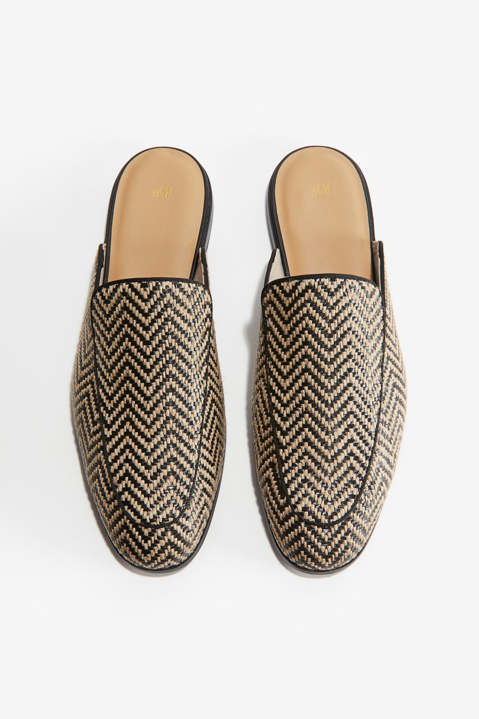 Mule Loafers - Beige/Zigzag pattern/Black/Black - 2