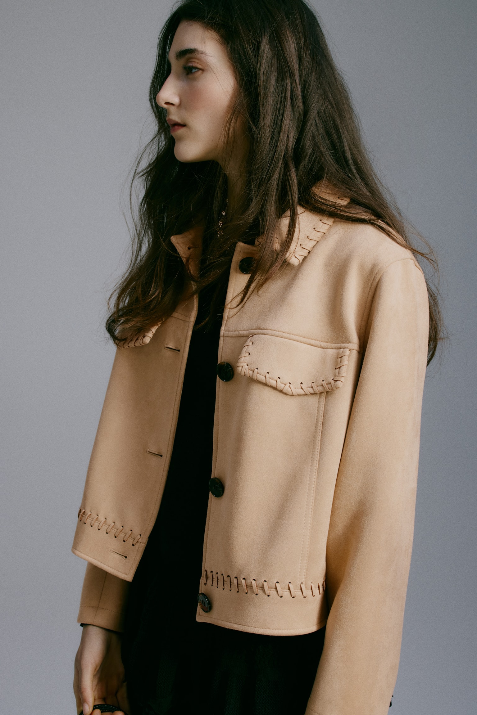 ז'קט באורך המותן - בז' - 4