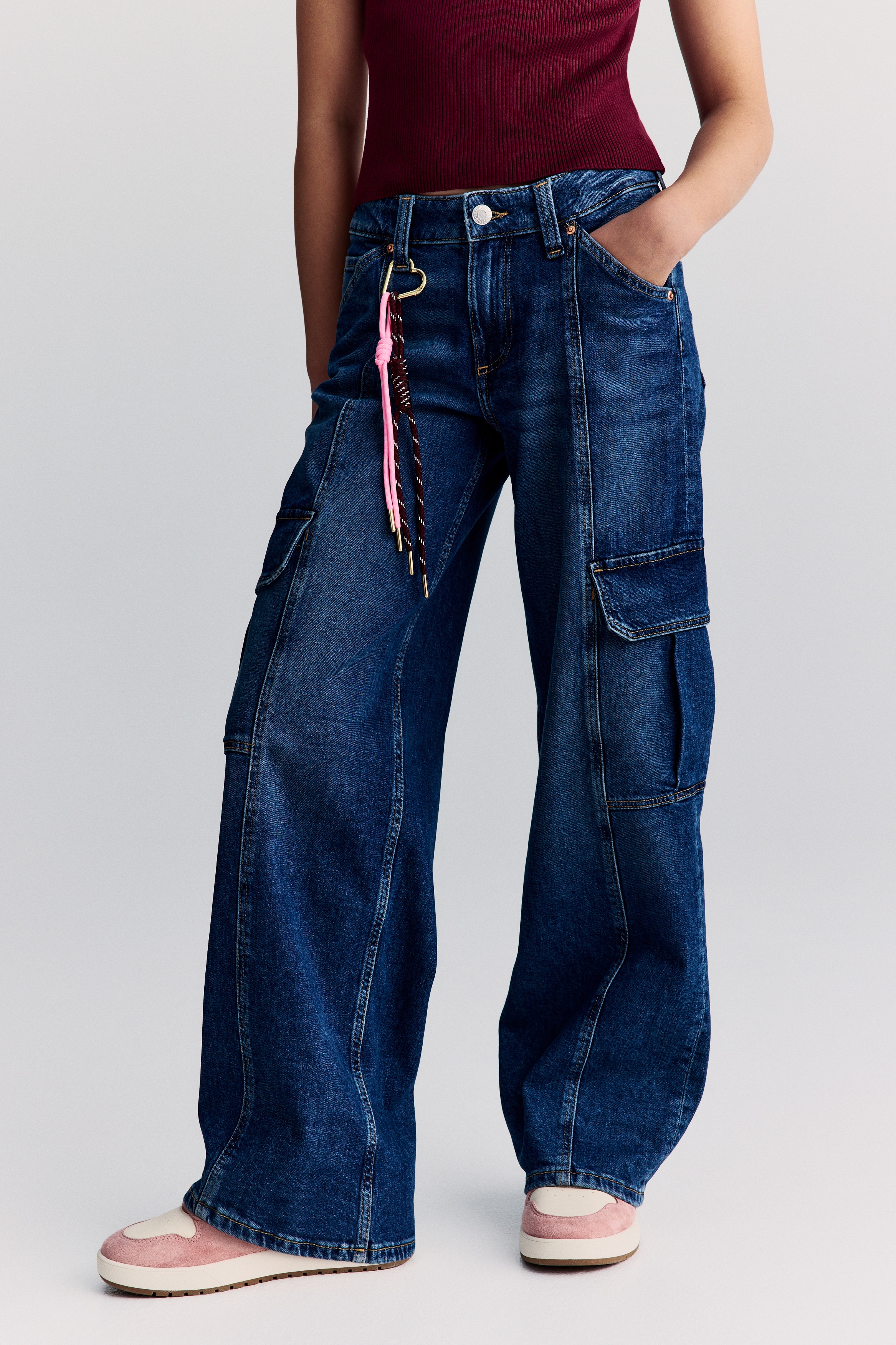 Wide Leg Cargo Jeans - Dark denim gray - Kids | H&M US