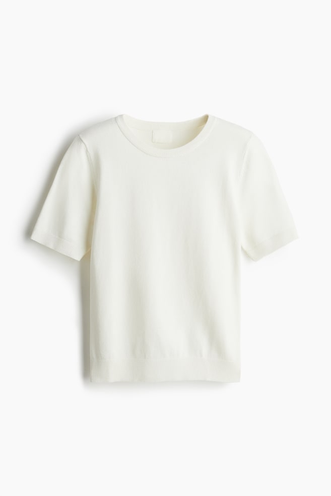 Fine-Knit Top - White/Black/Gray melange/Dark taupe/Dark gray/Cream - 1