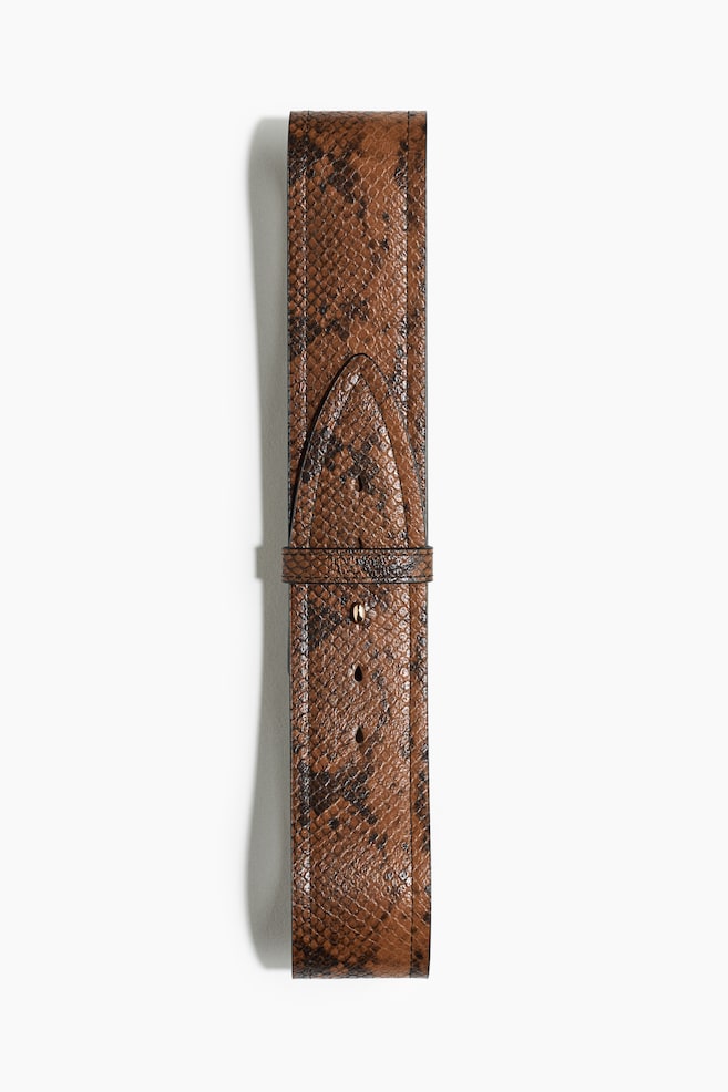 Coated waist belt - Brown/Snakeskin pattern/Dark brown - 1
