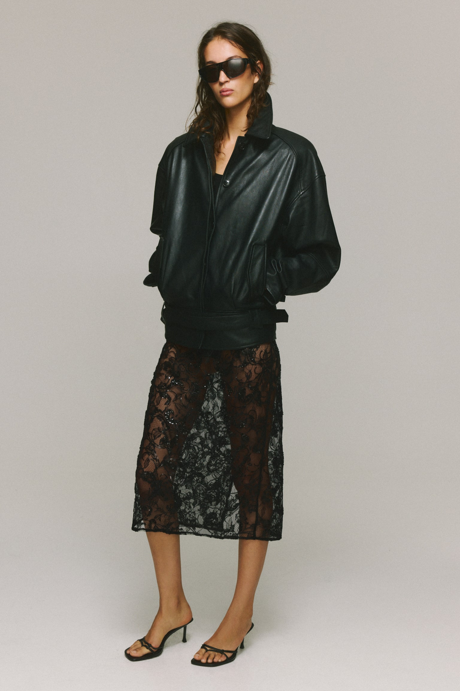 Embellished lace skirt - Black - 1