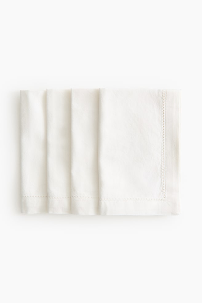 4-pack cotton napkins - White/Dusty blue/Light beige - 1