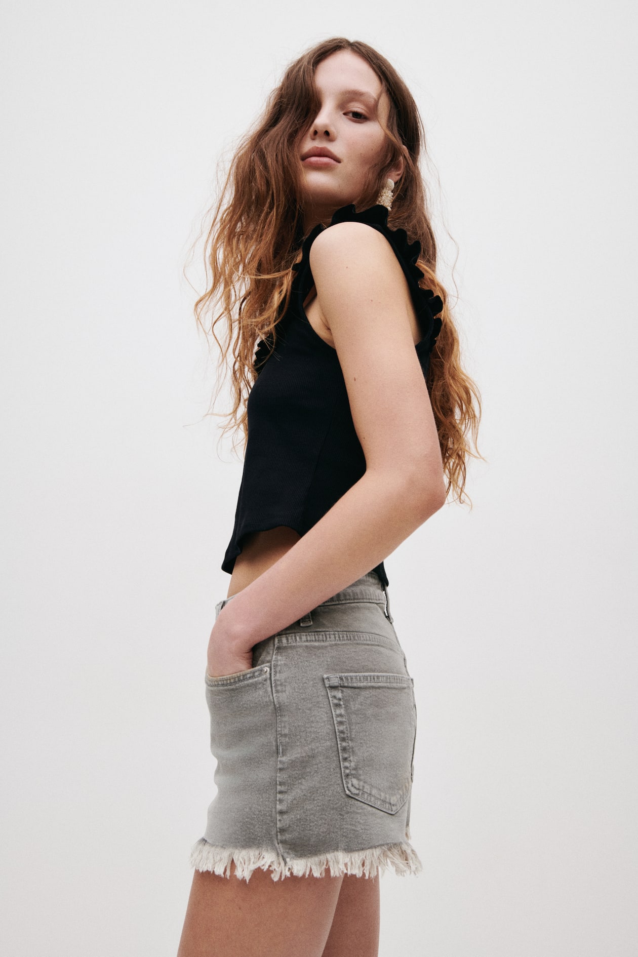 Frayed Denim Shorts - image 4