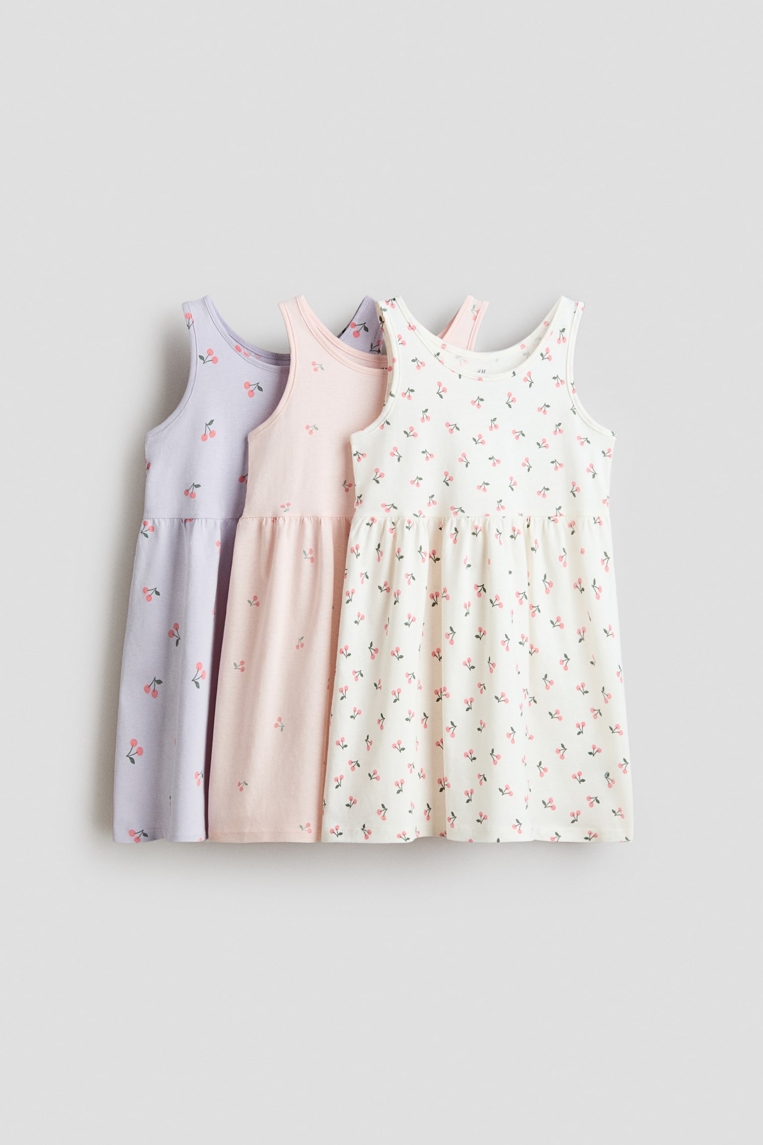 3-pack printed cotton dresses - Cream/Cherries