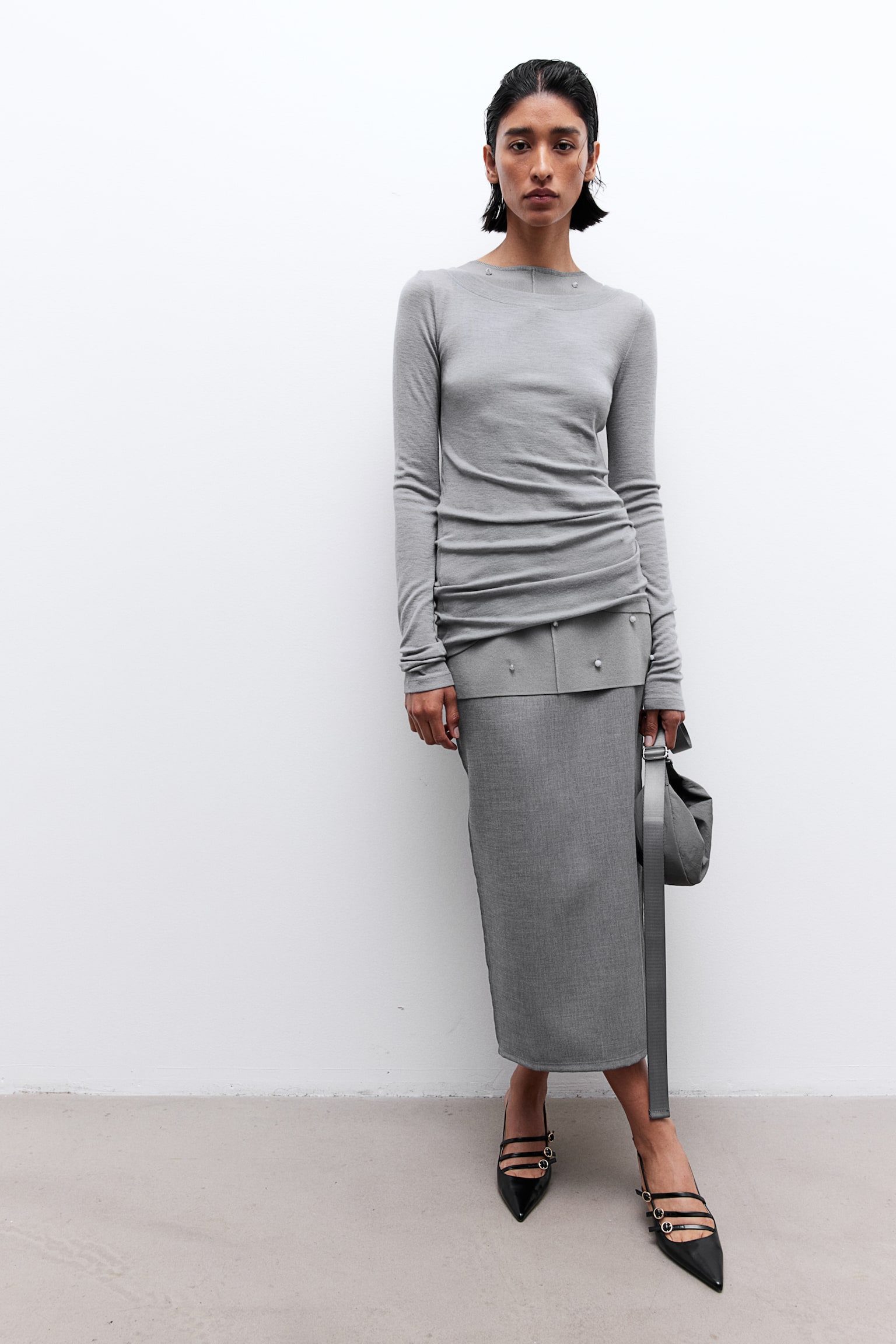 Pencil skirt - Grey marl - 1