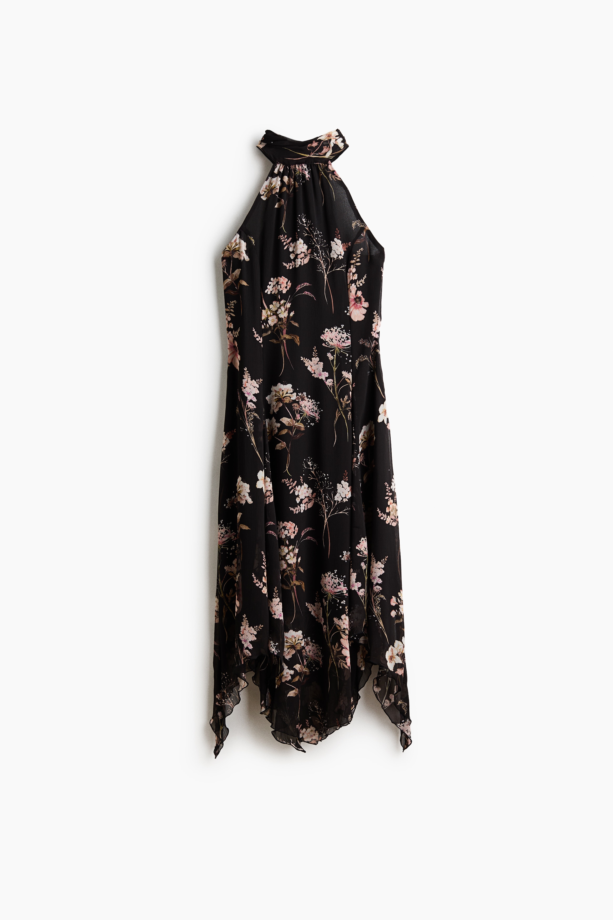 Chiffon handkerchief dress - Black/Floral/Dusty pink/Floral
