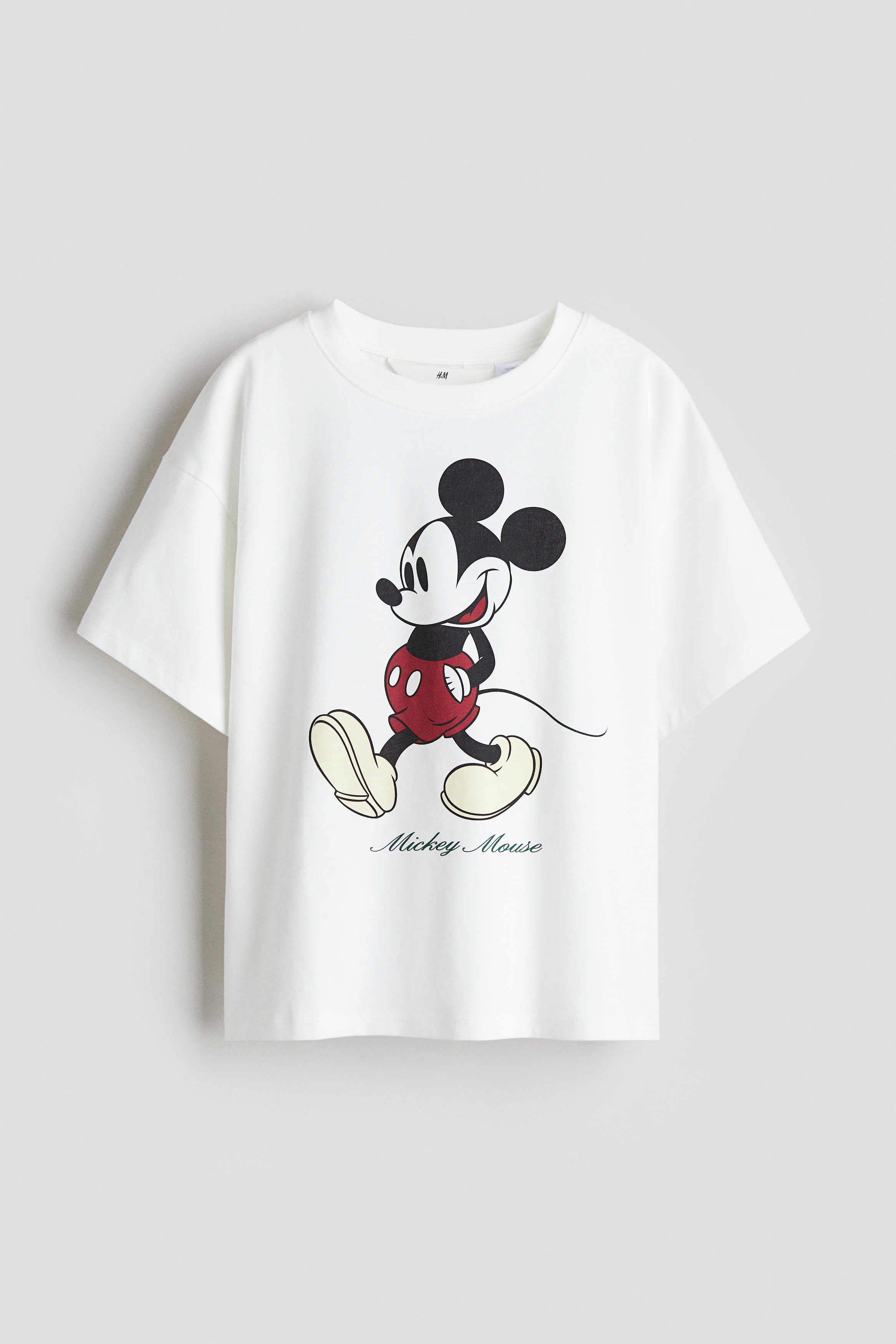 Printed Cotton T-Shirt - White/Mickey Mouse - Kids | H&M US