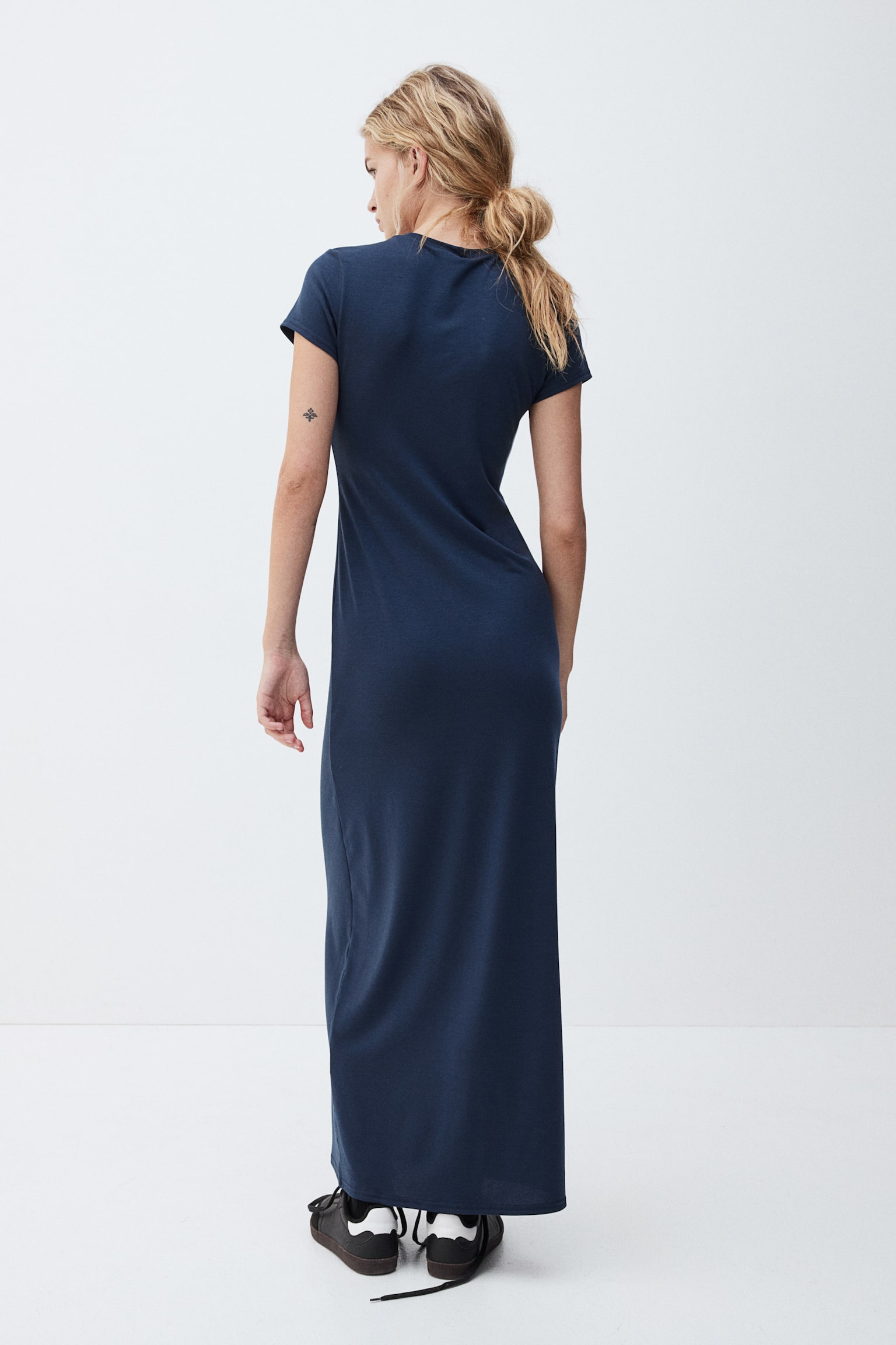 Jersey bodycon dress - Navy blue/Dark grey/Light greige/Black - 4