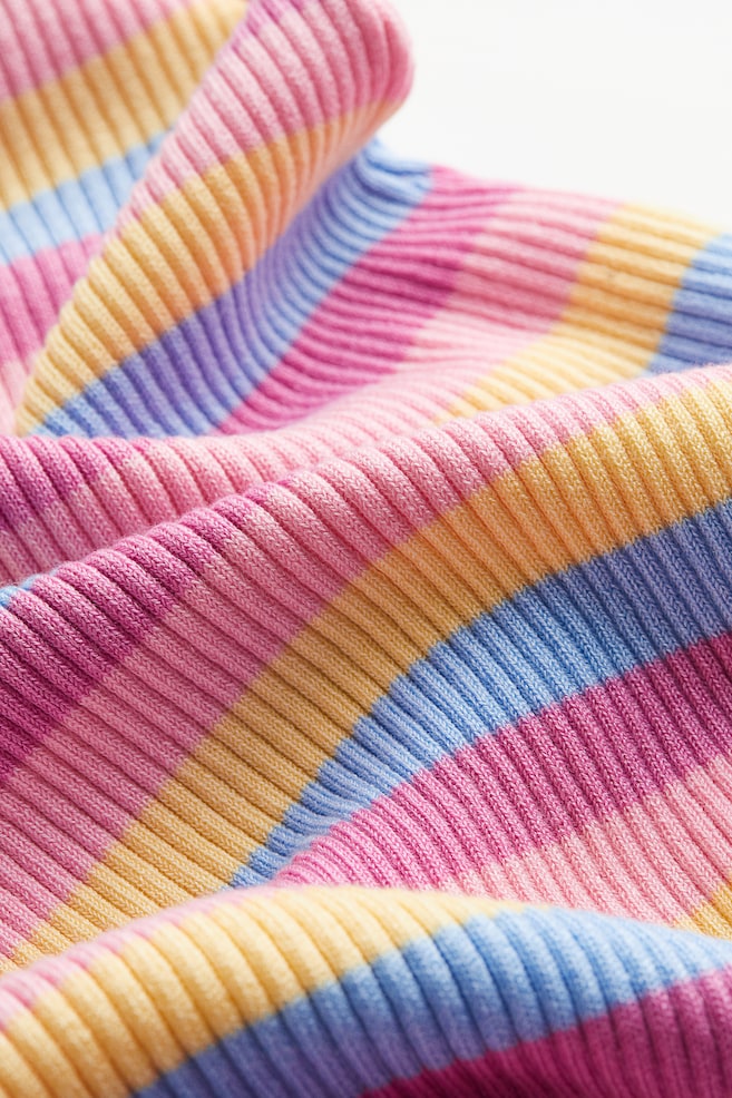 Rib-knit bodycon dress - Pink/Striped - 6