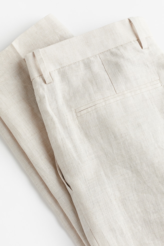 Slim Fit Linen suit trousers - Light beige/Navy blue - 4