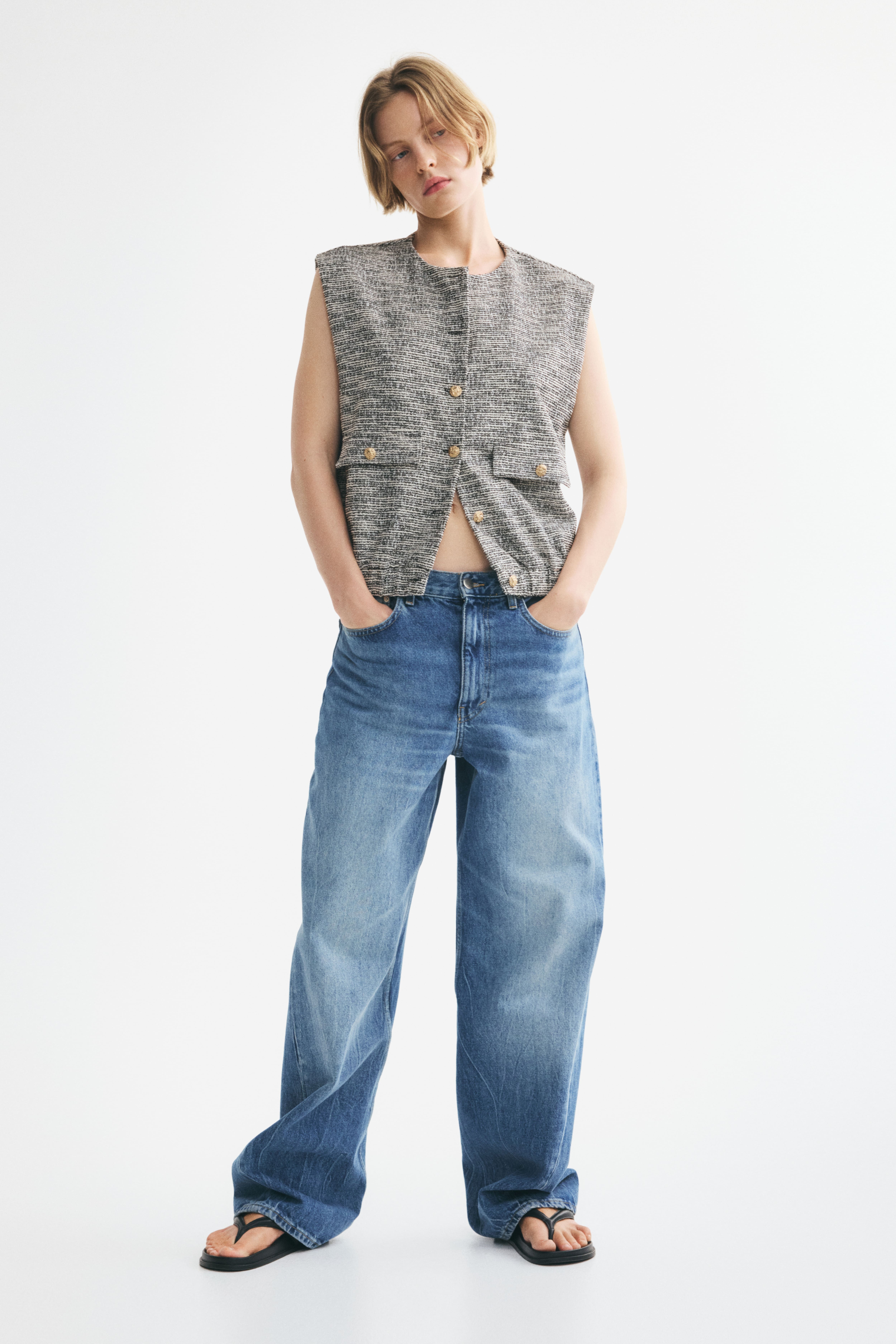 Oversized Bouclé-Knit Vest