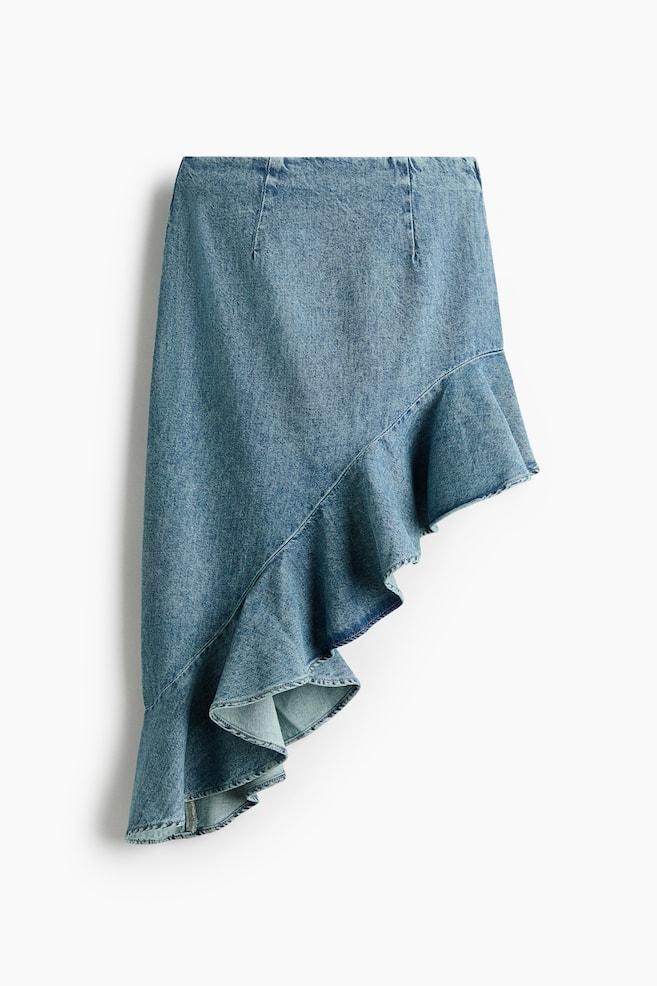 Asymmetric denim skirt - Light denim blue/Denim blue - 1