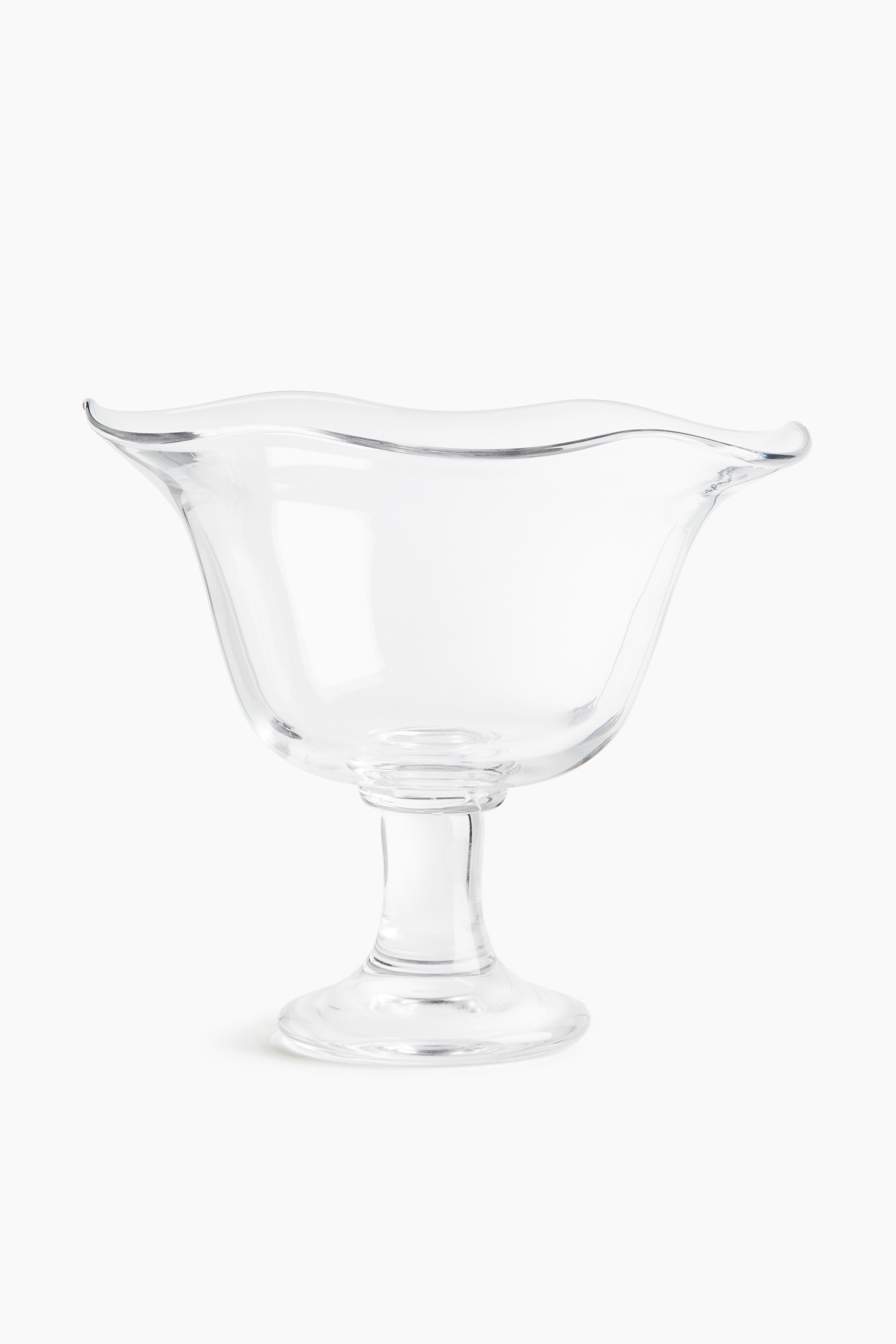 Footed Irregular-Shaped Glass Serving Bowl - Transparent