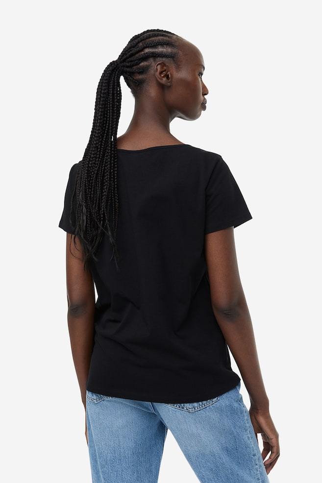 T-Shirt aus Baumwolle - Schwarz/Weiß/Hellrosa/Blau - 3