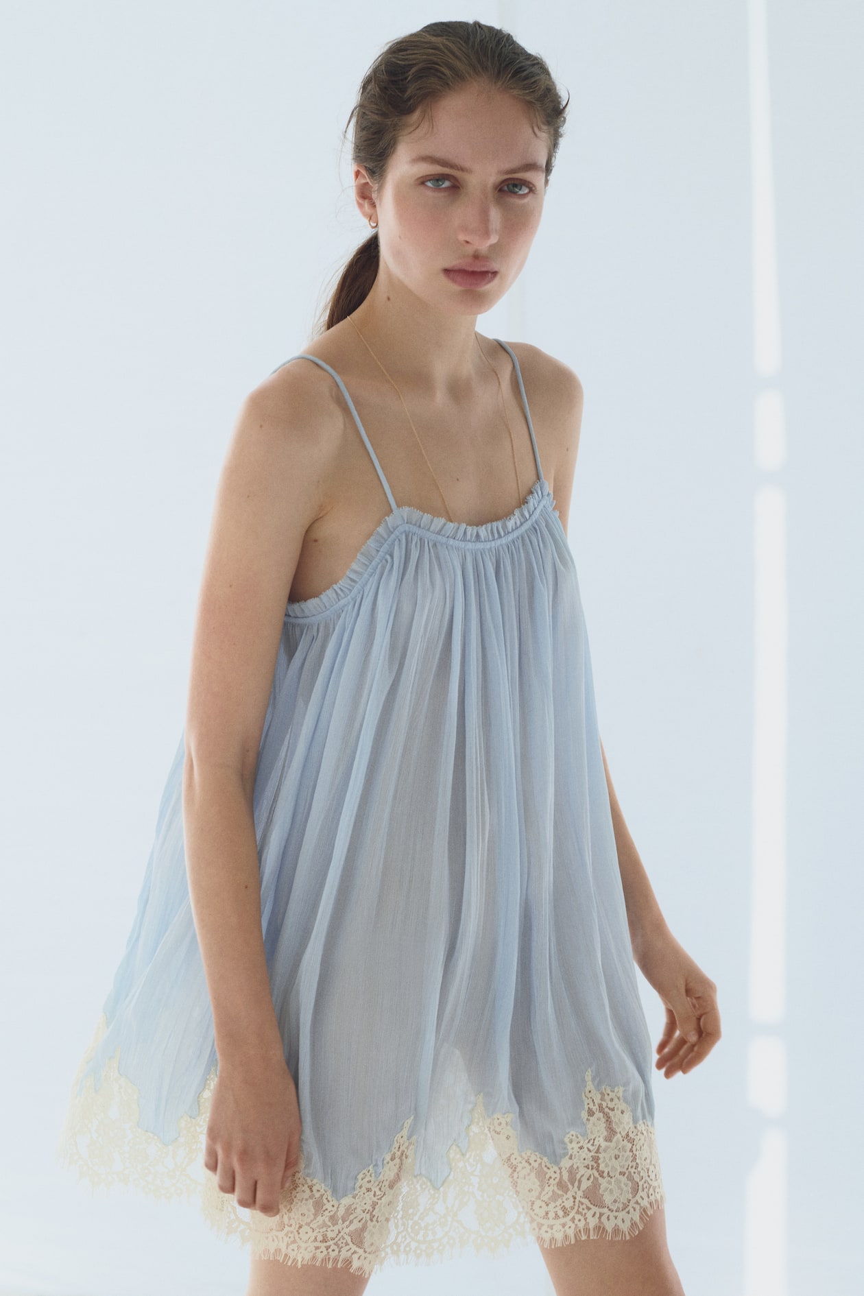 Lace-Trimmed Chiffon Strappy Dress - image 4