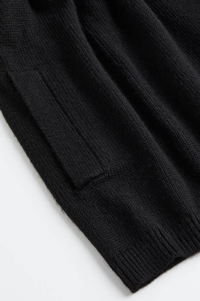 Tie-belt fine-knit cardigan - Black/Dark beige - 5