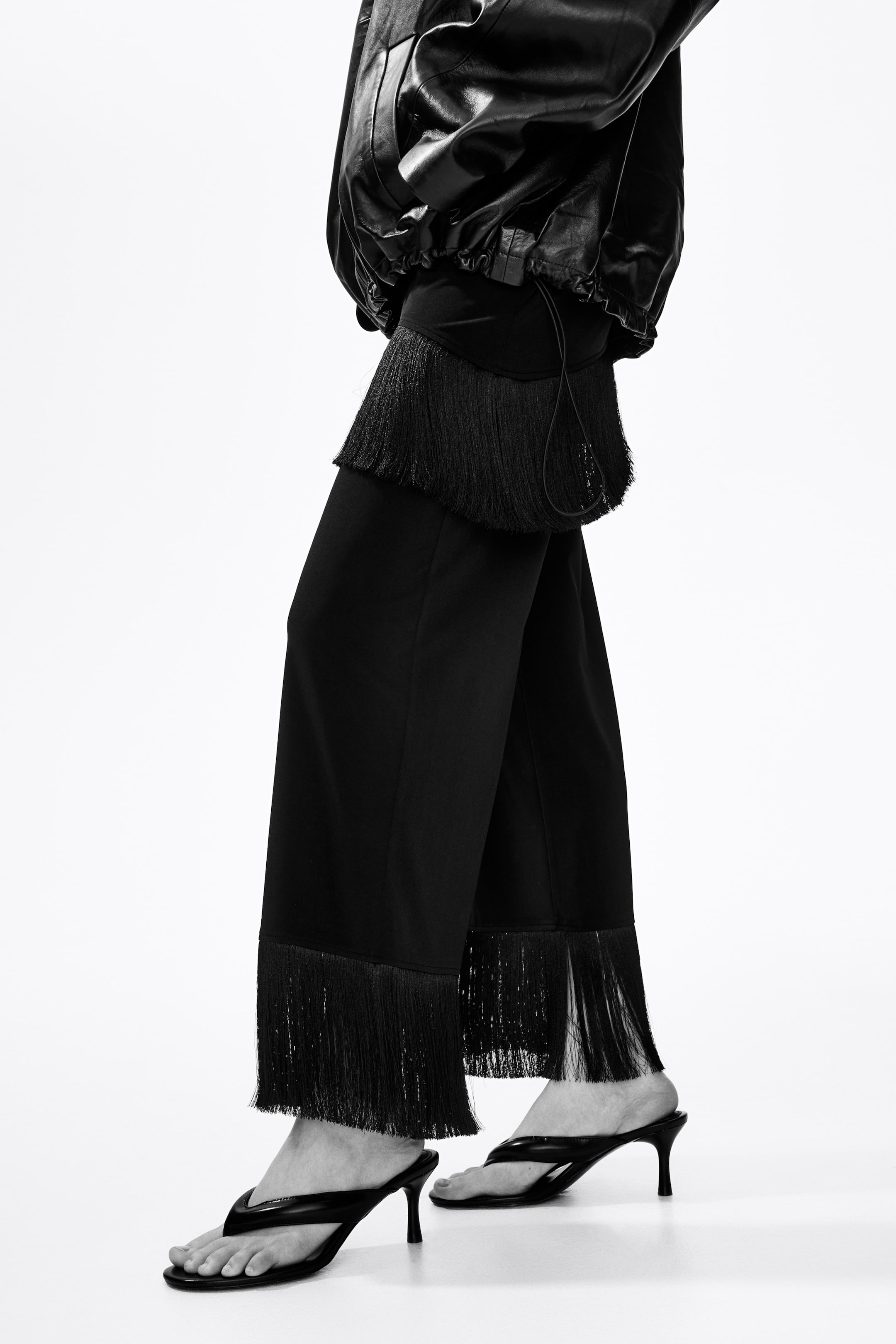 Pantalon frangé en jersey