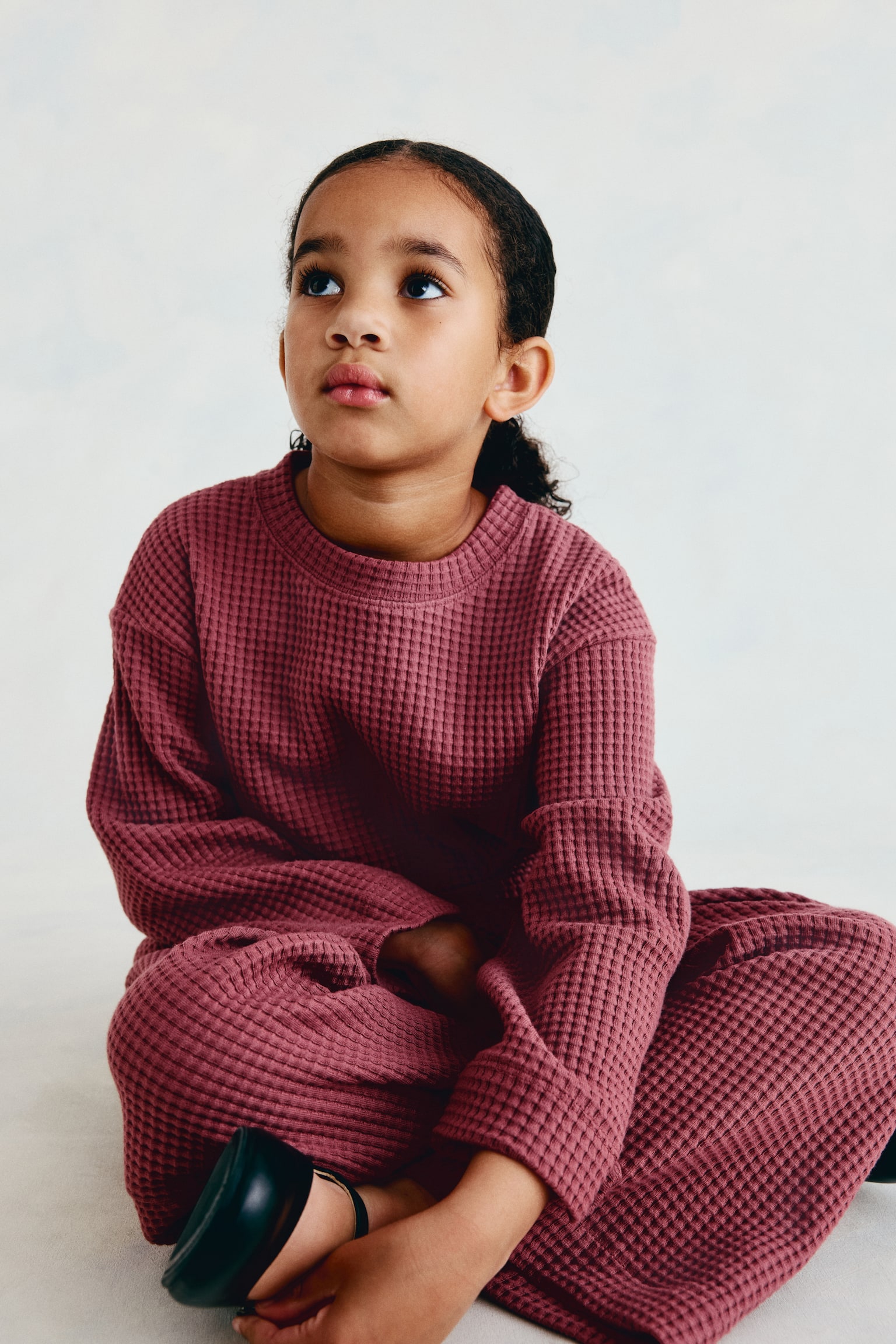 Детские комплекты H&M 2-piece Waffled Jersey Set, цвет: Тёмный пыльный розовый — фото 4