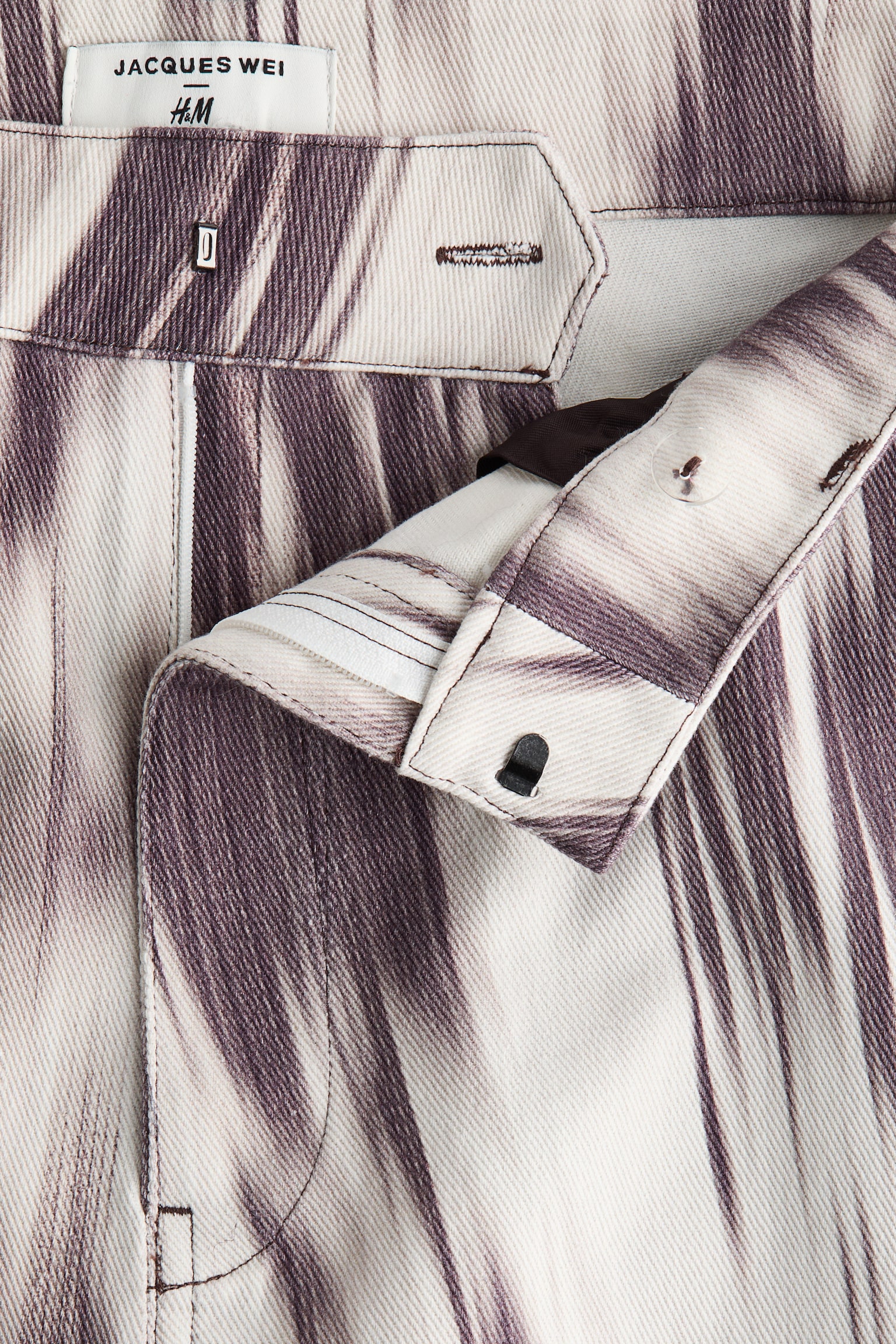 프린트 코튼 팬츠 - 화이트/다크 퍼플 패턴 - 4