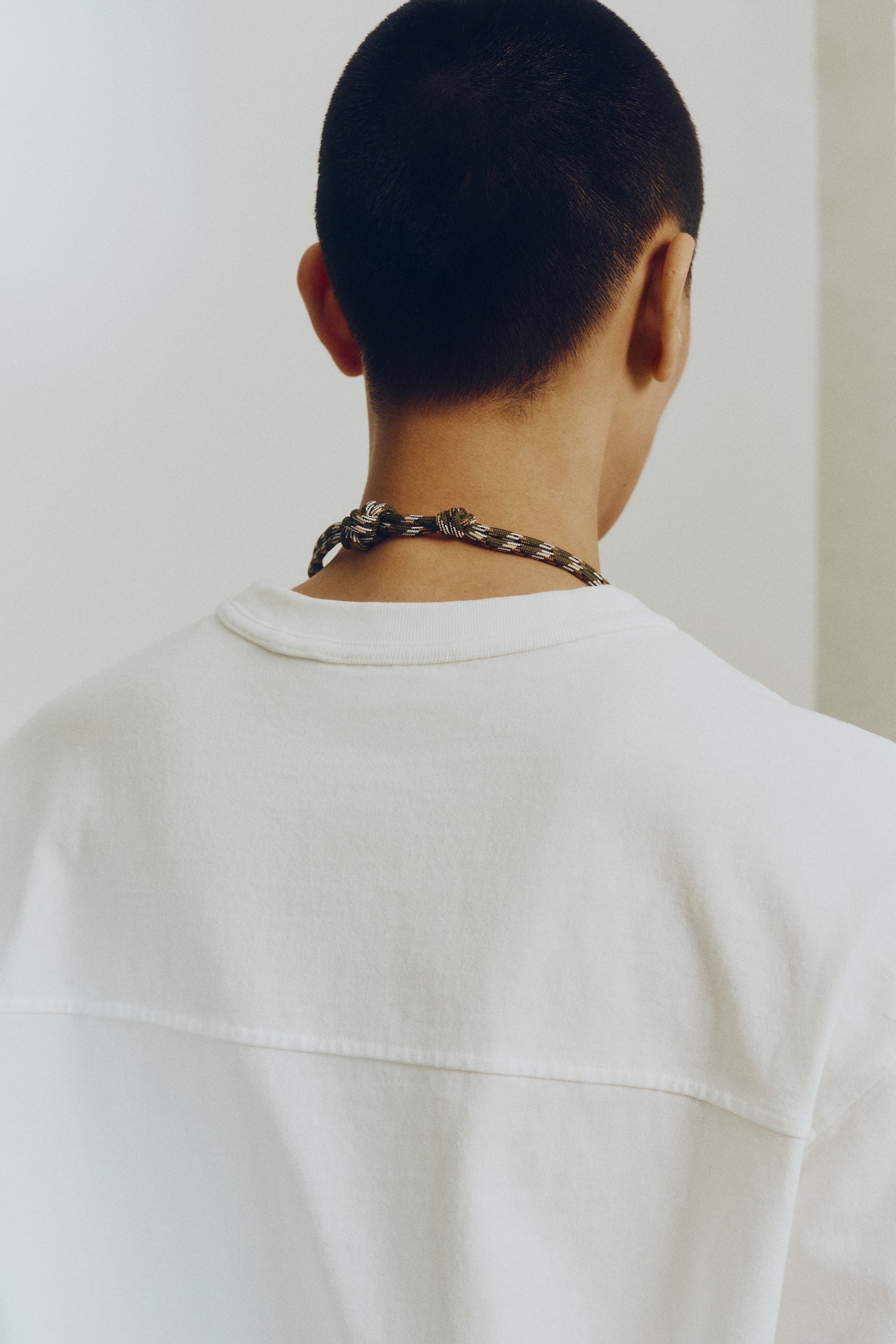 Loose Fit Long-sleeved cotton T-shirt - לבן - 6