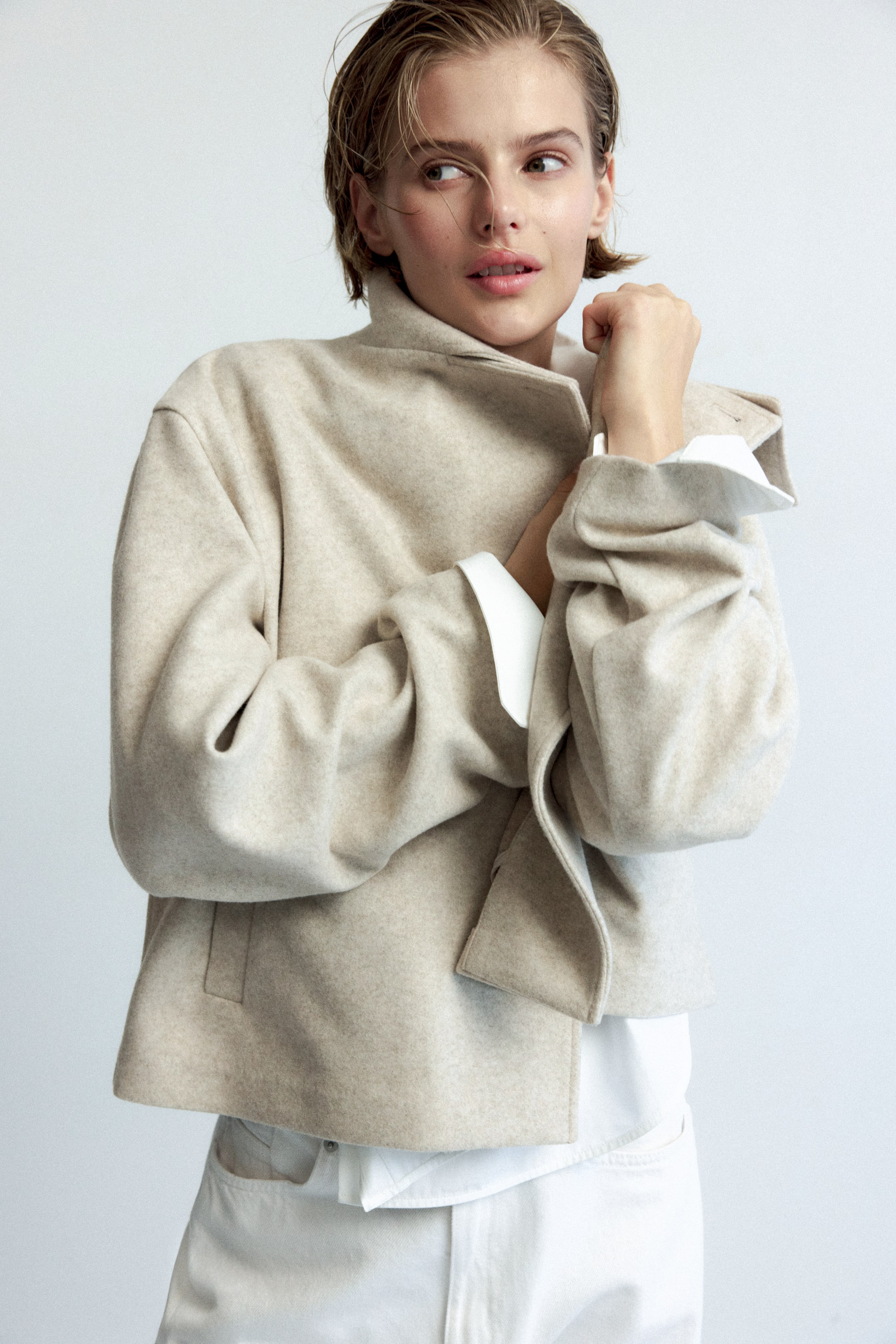 Женские куртки H&M Felted Funnel-Collar Jacket — фото 5