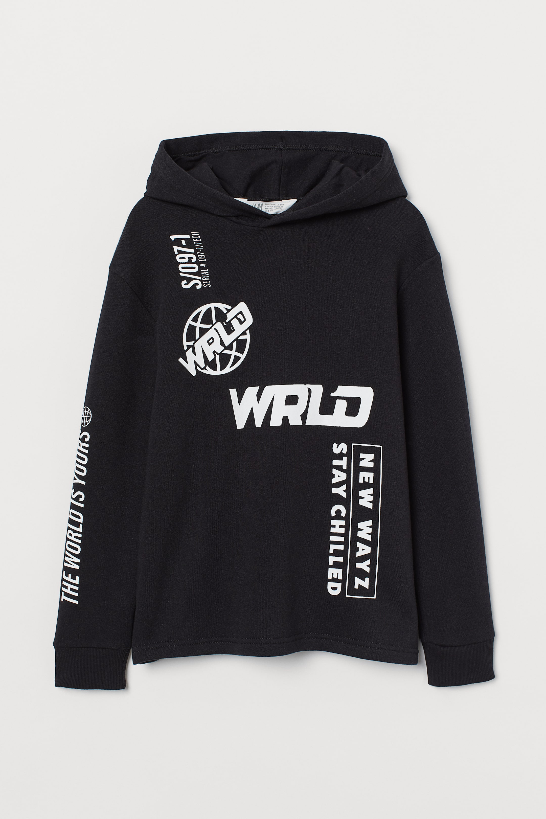 Προβολή μεγαλύτερης εικόνας: Φούτερ με κουκούλα και τύπωμα - Μαύρο/WRLD - Kids | H&M GR 1