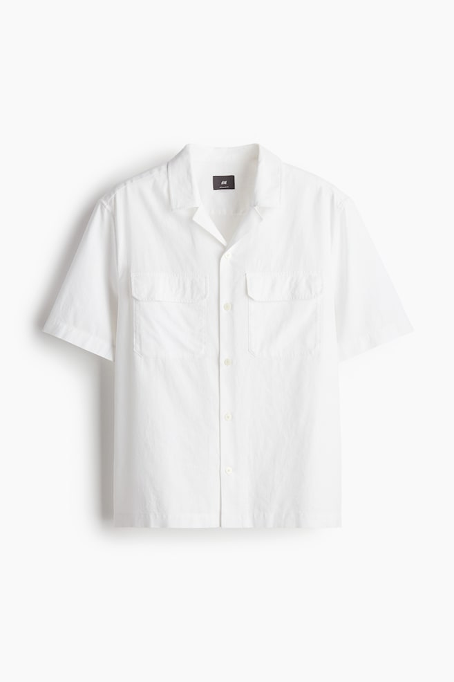 Regular Fit Linen-blend Utility Shirt - White - 1